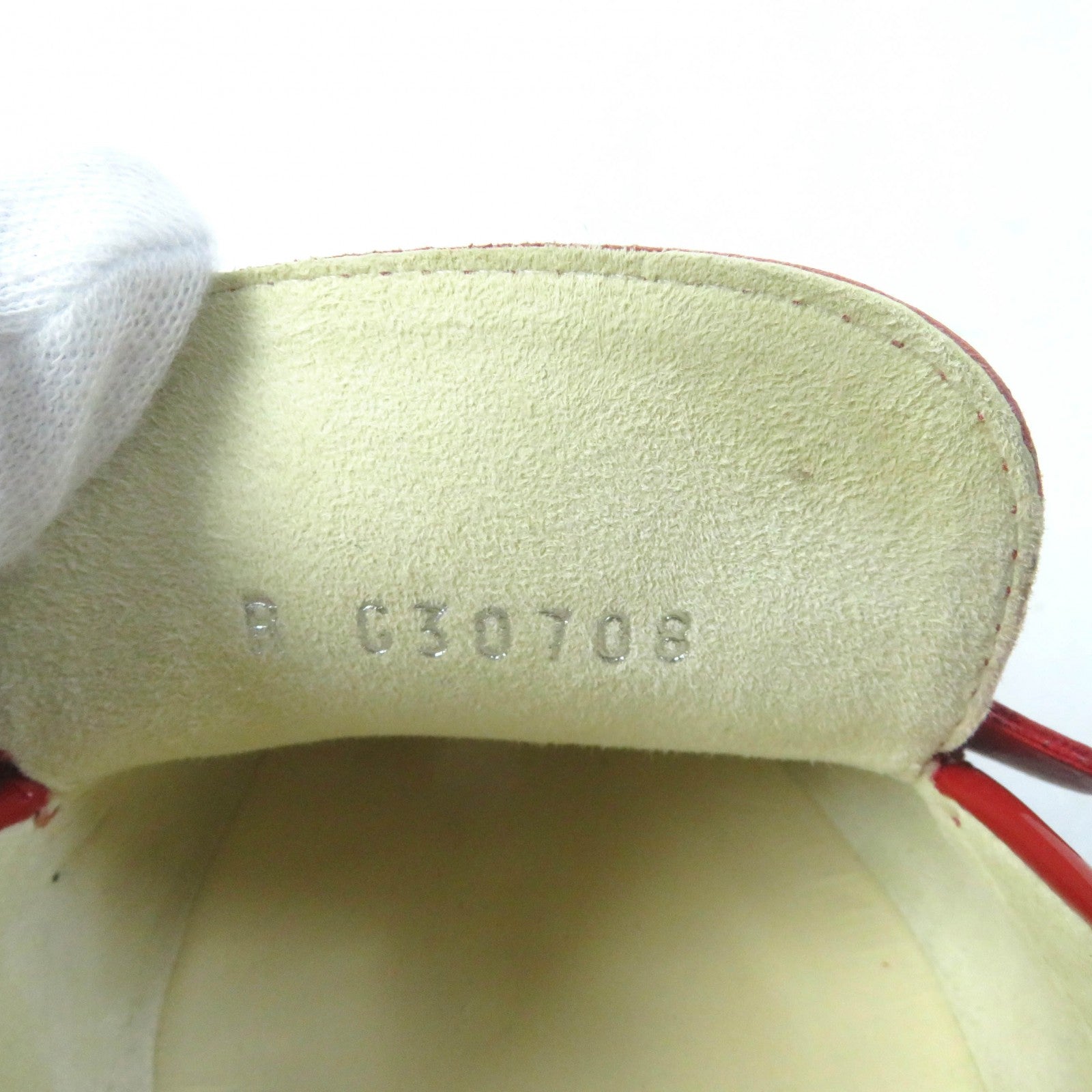 シャネル パテント レザー ローファー レッド シルバー 35 1/2C