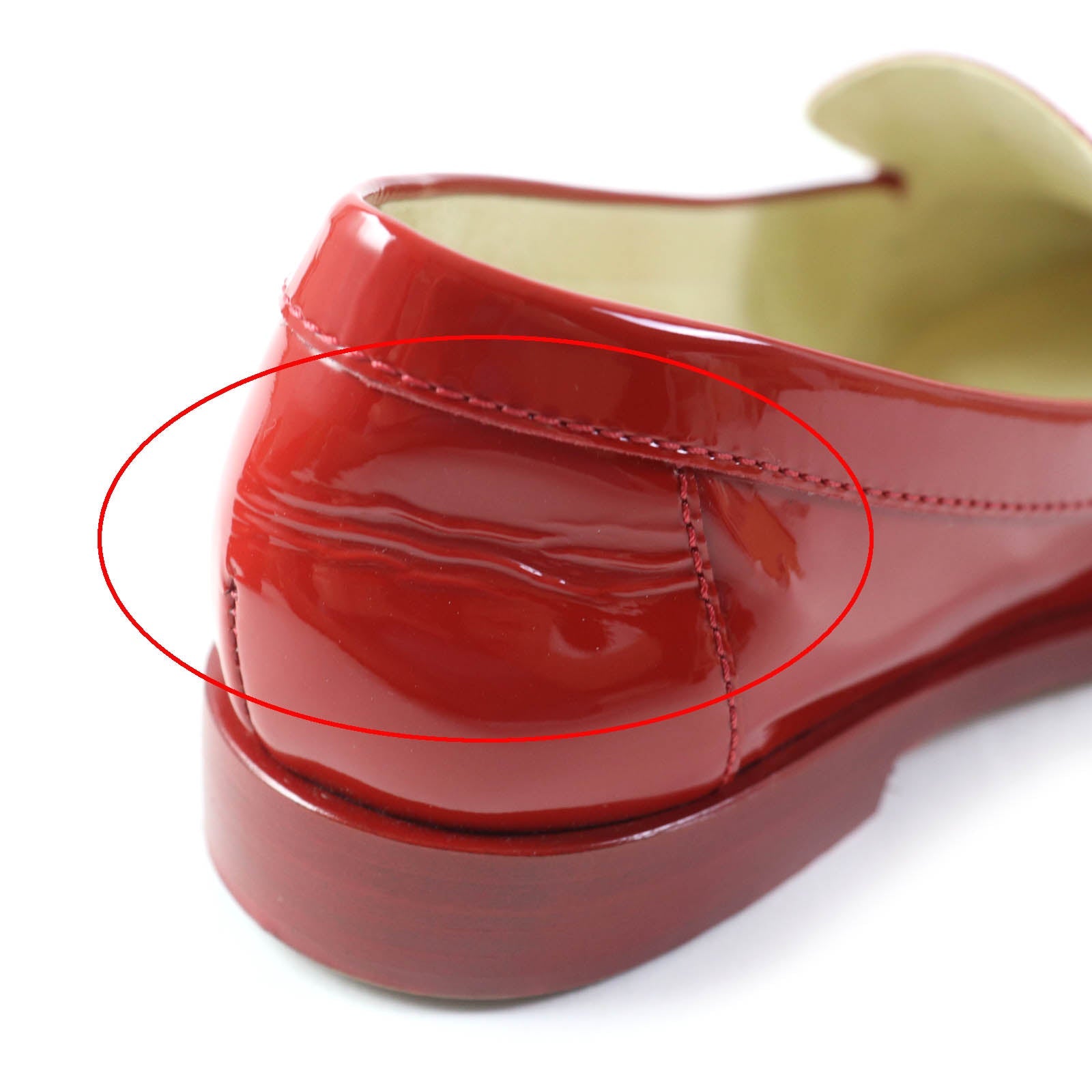 シャネル パテント レザー ローファー レッド シルバー 35 1/2C