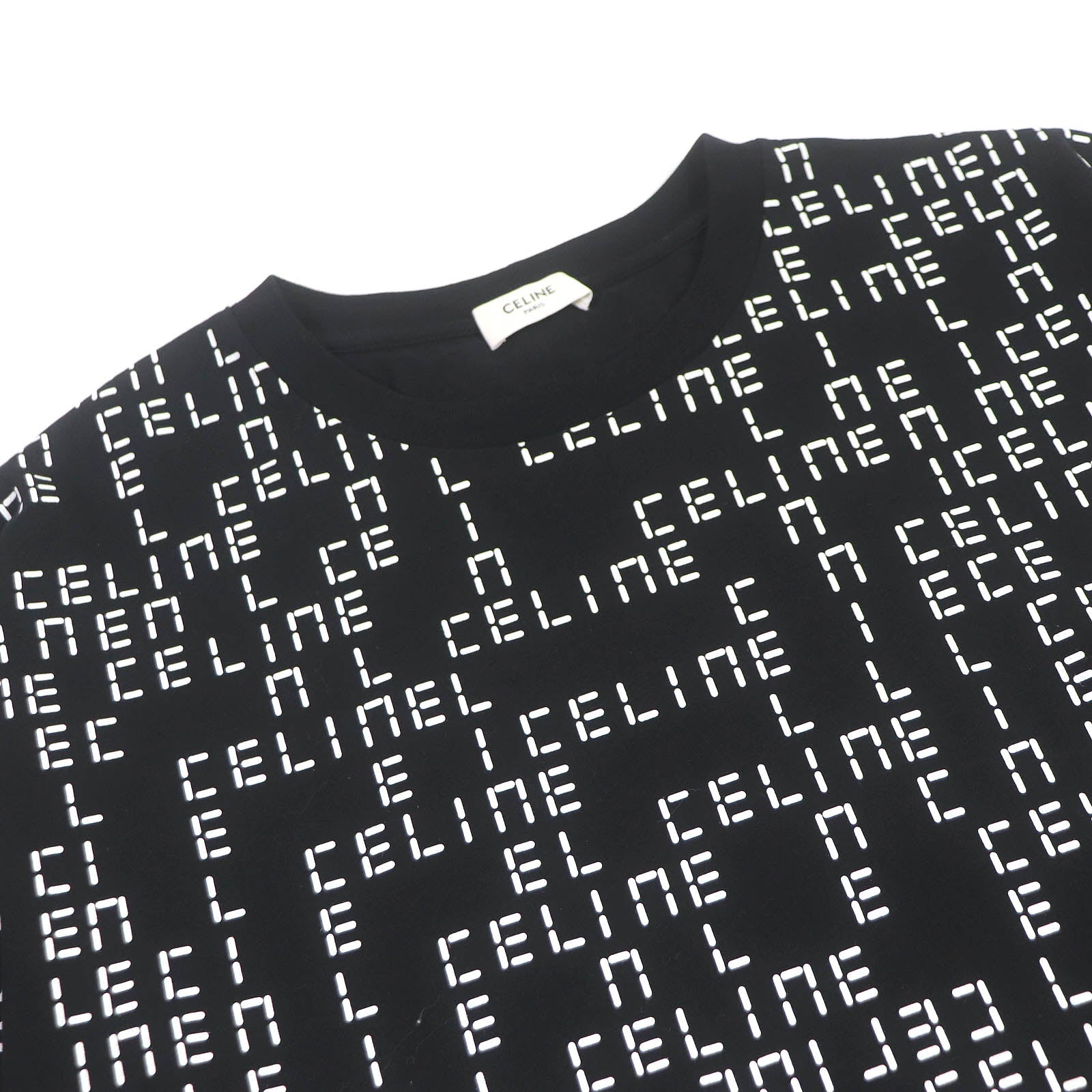 セリーヌ コットン ロゴ プリント クルーネック Tシャツ