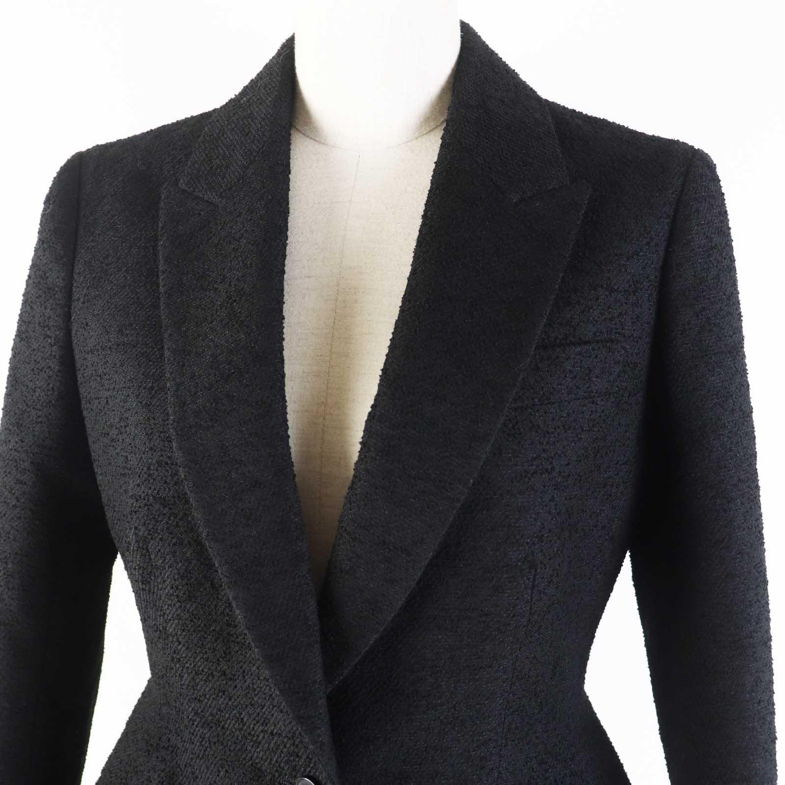 ディオール Wool Cotton Virgin Wool Tweed Jacket Black 40