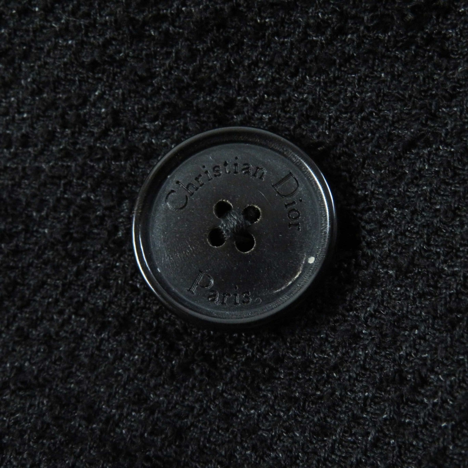 ディオール Wool Cotton Virgin Wool Tweed Jacket Black 40