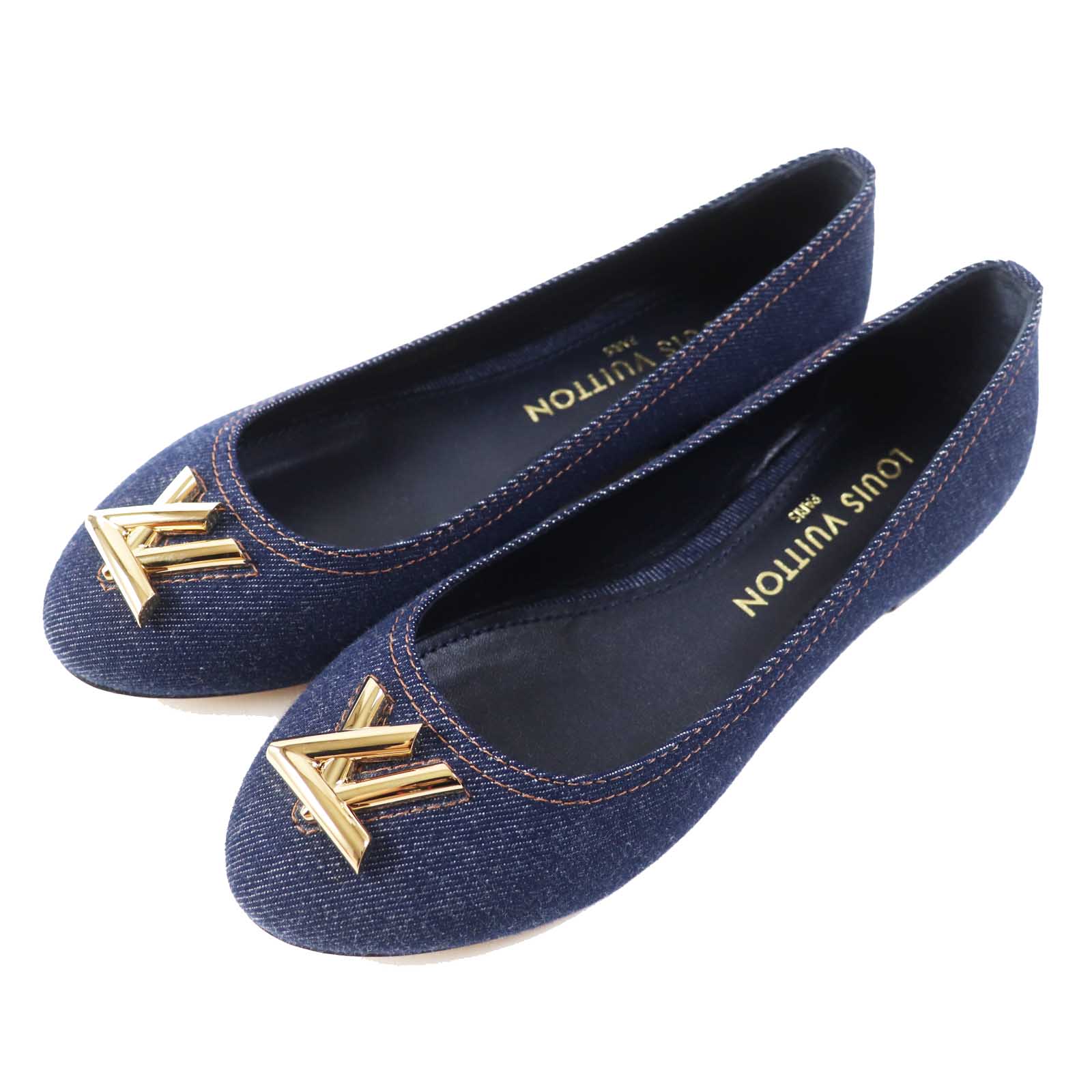 ルイヴィトン デニム レザー バレリーナ シューズ