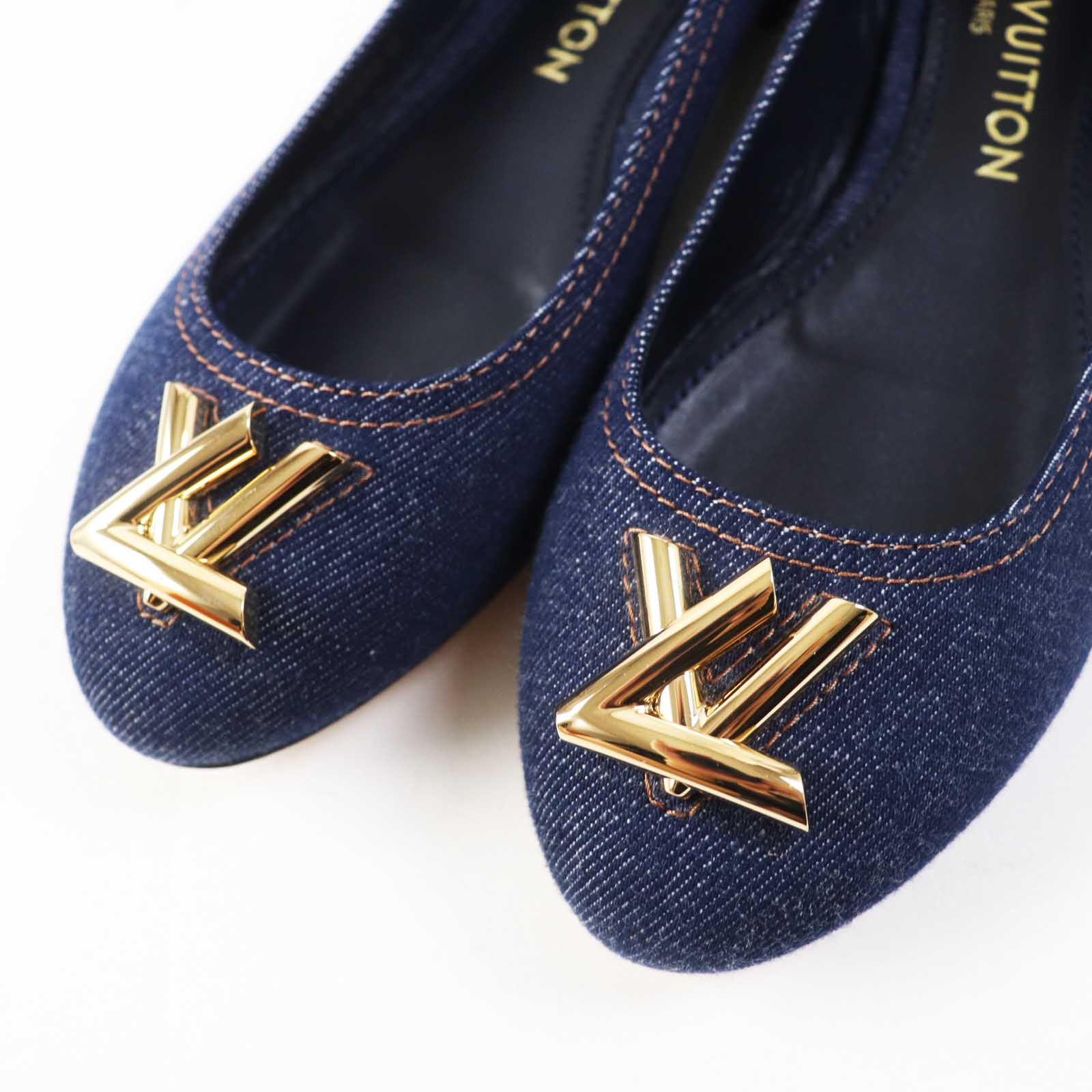 ルイヴィトン デニム レザー バレリーナ シューズ