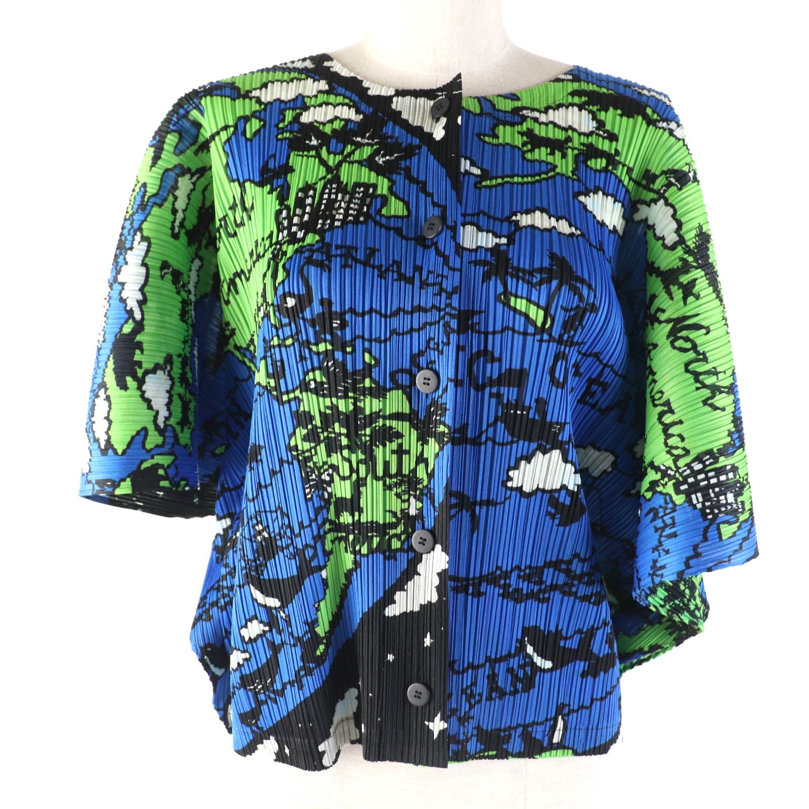 PLEATS PLEASE ワールド マップ デザイン カーディガン