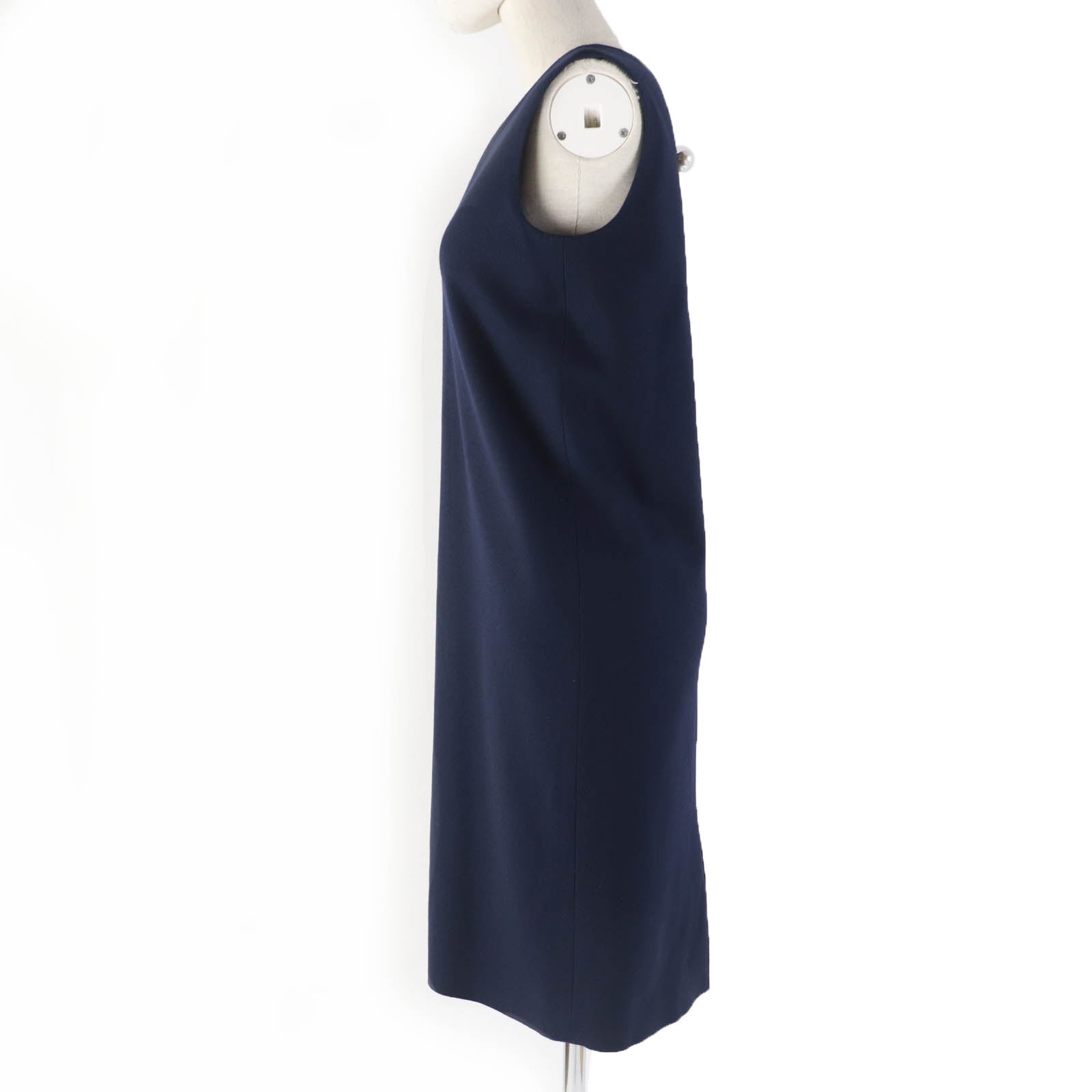 YOKO CHAN ウール ポリウレタン ドレス パール付き