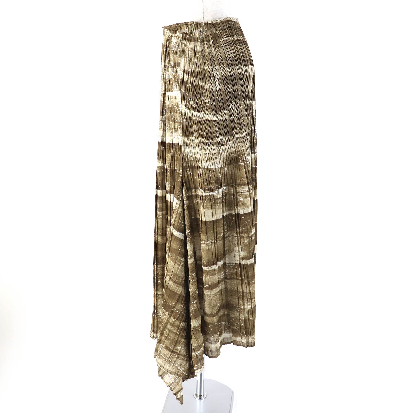 PLEATS PLEASE グラフィック プリント スカート ブラウン