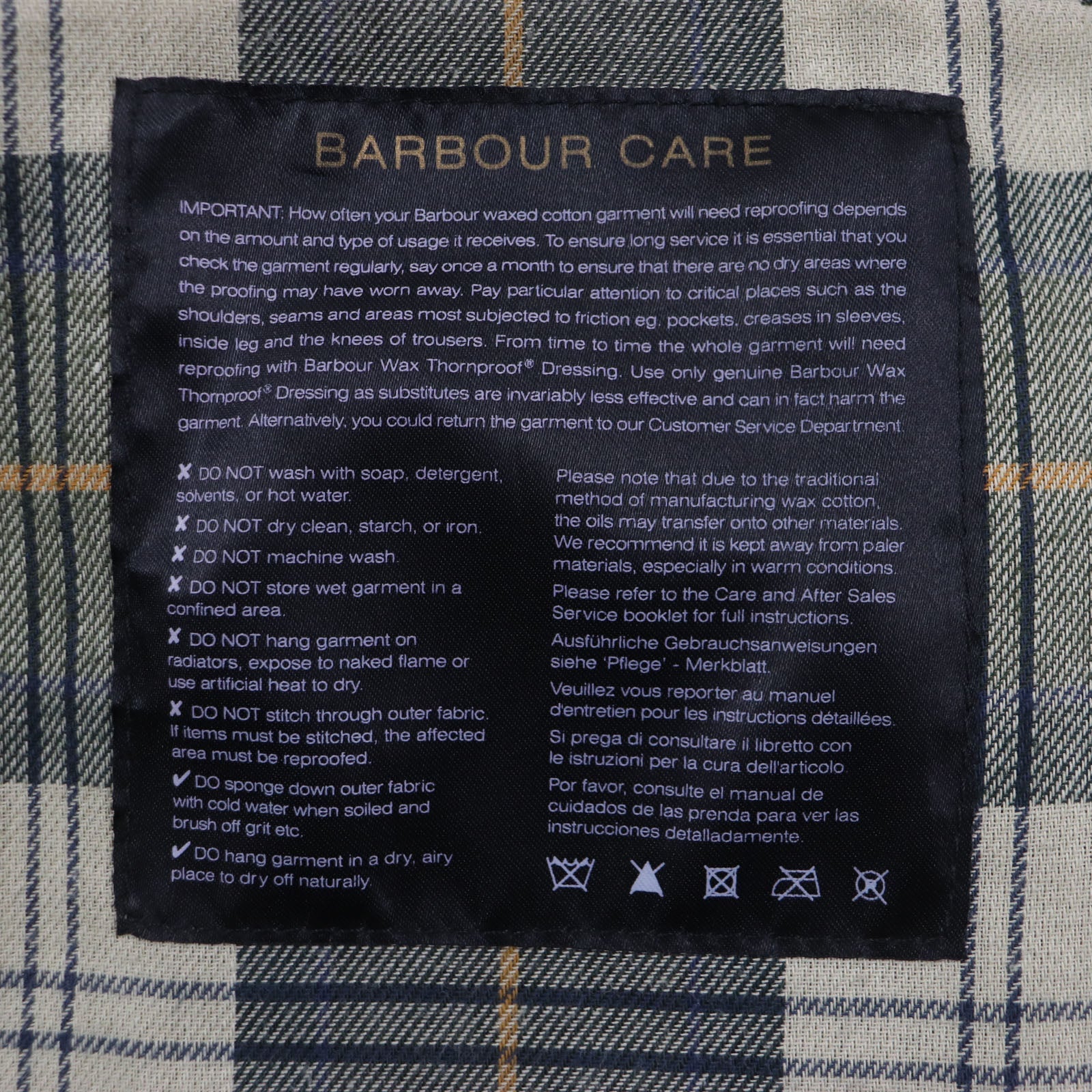 Barbour チェック オイルド コート
