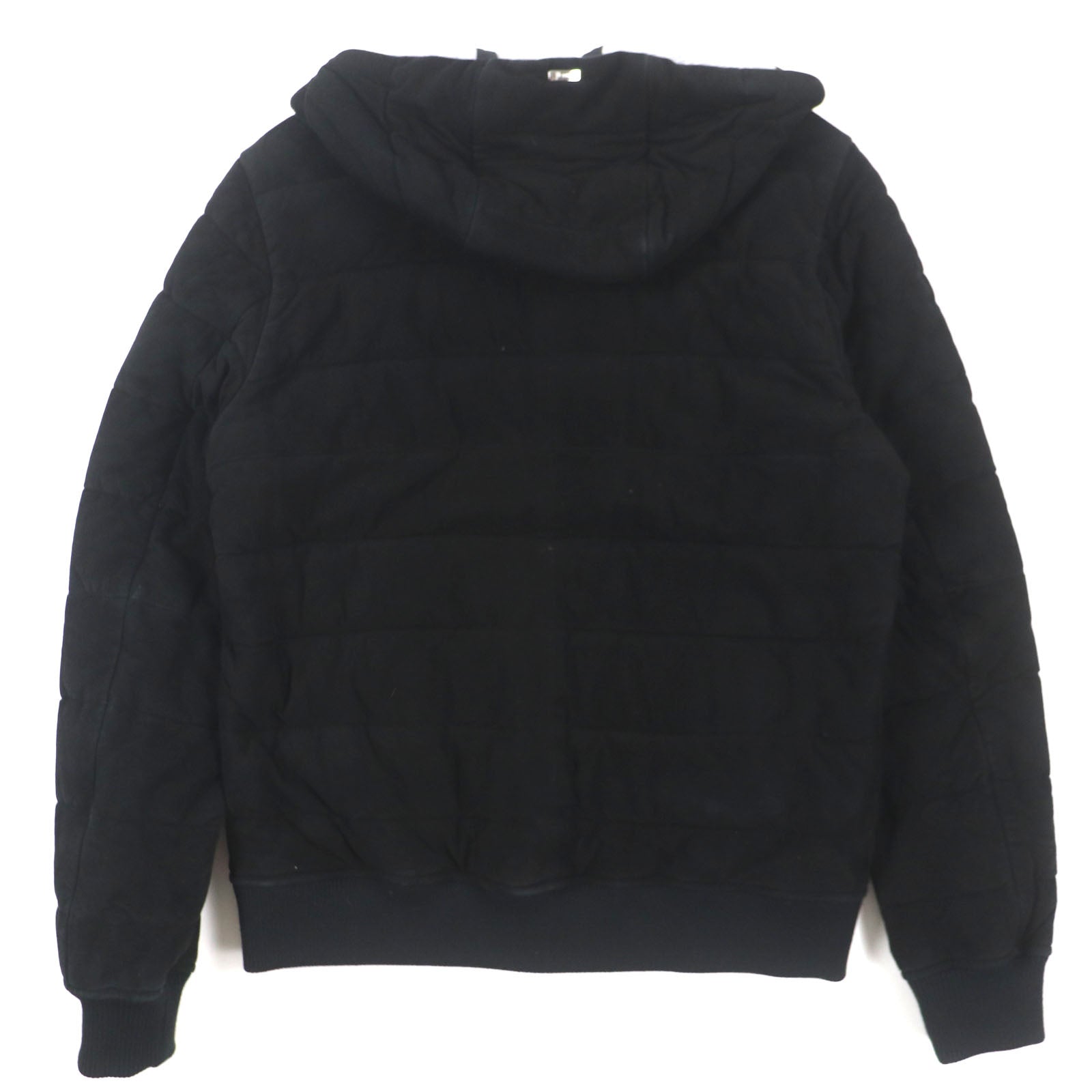 HERNO ゴート レザー コットン フード ジャケット ブラック 44