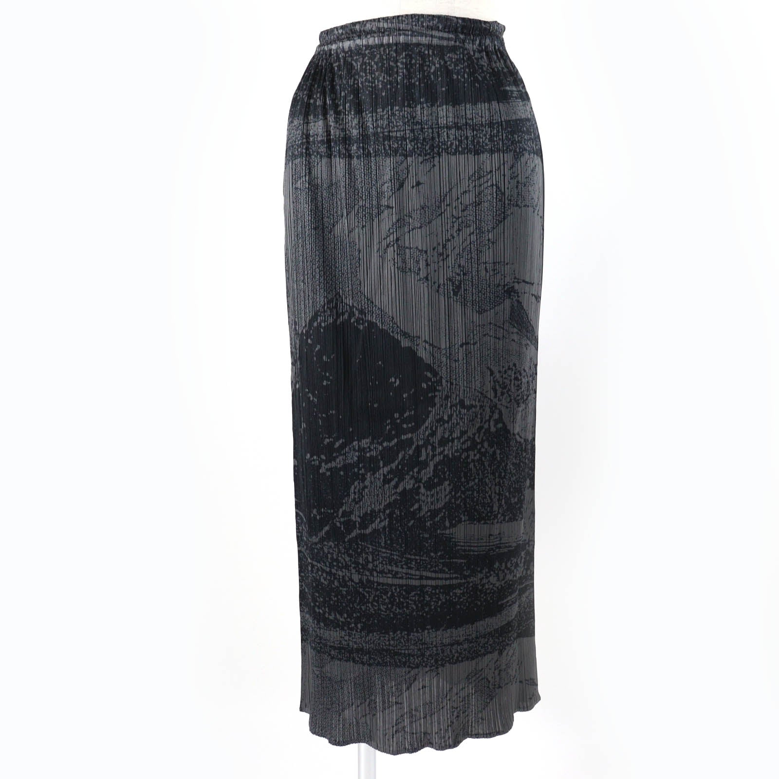 PLEATS PLEASE 浮世絵 プリント ロング スカート
