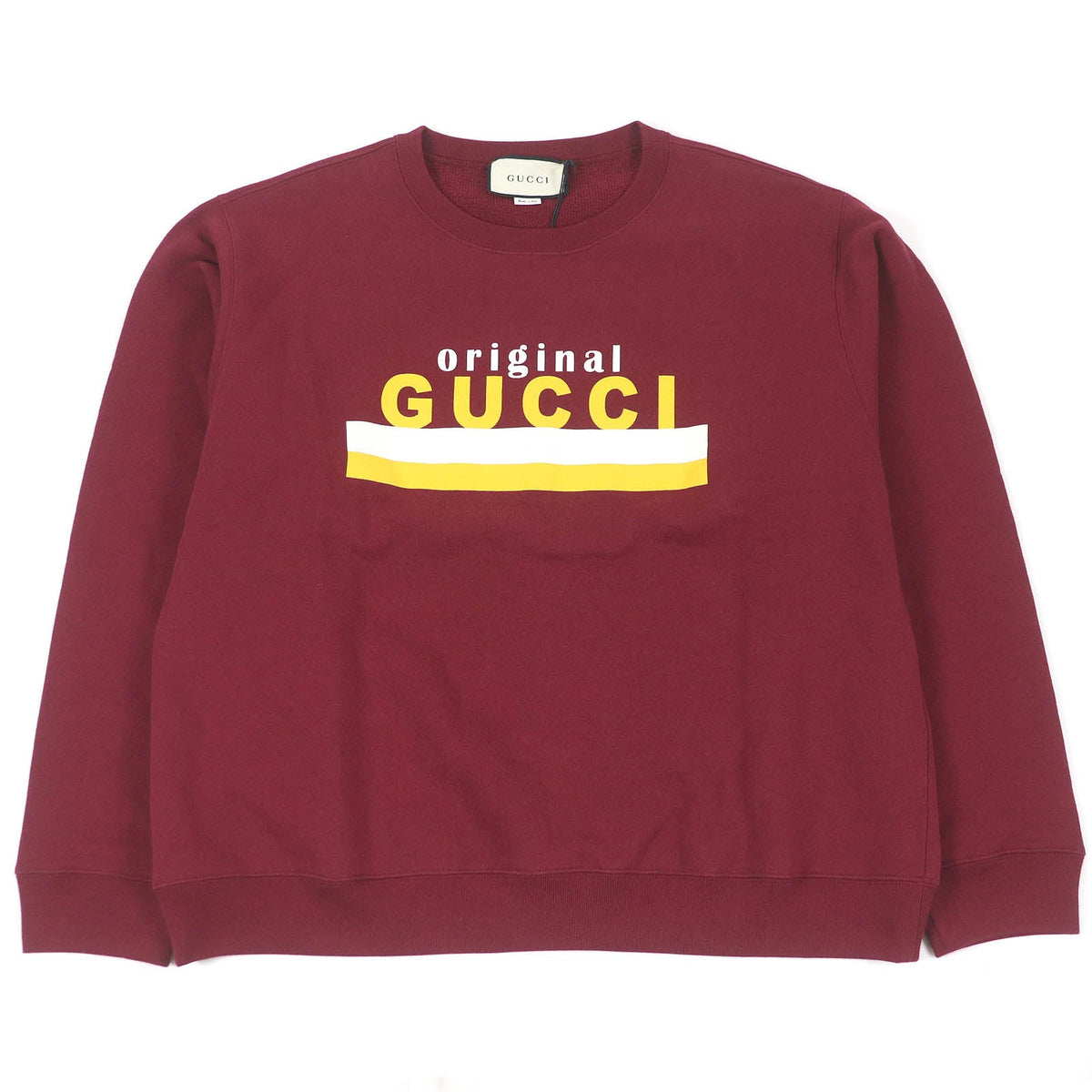 グッチ ロゴ プリント クルーネック スウェットシャツ L