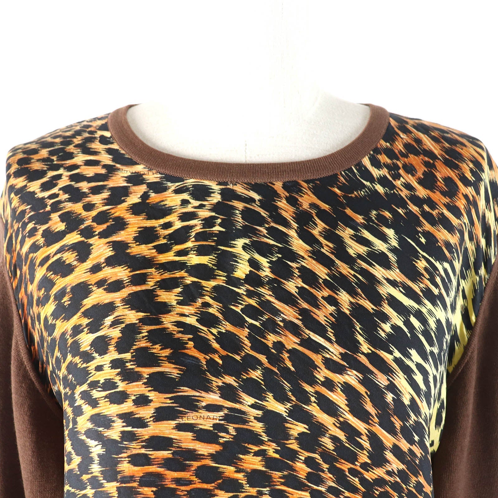 LEONARD FASHION ウール シルク レオパード ニット プルオーバー