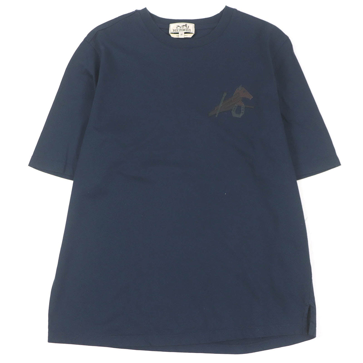 エルメス レザー パズル Tシャツ ネイビー XS