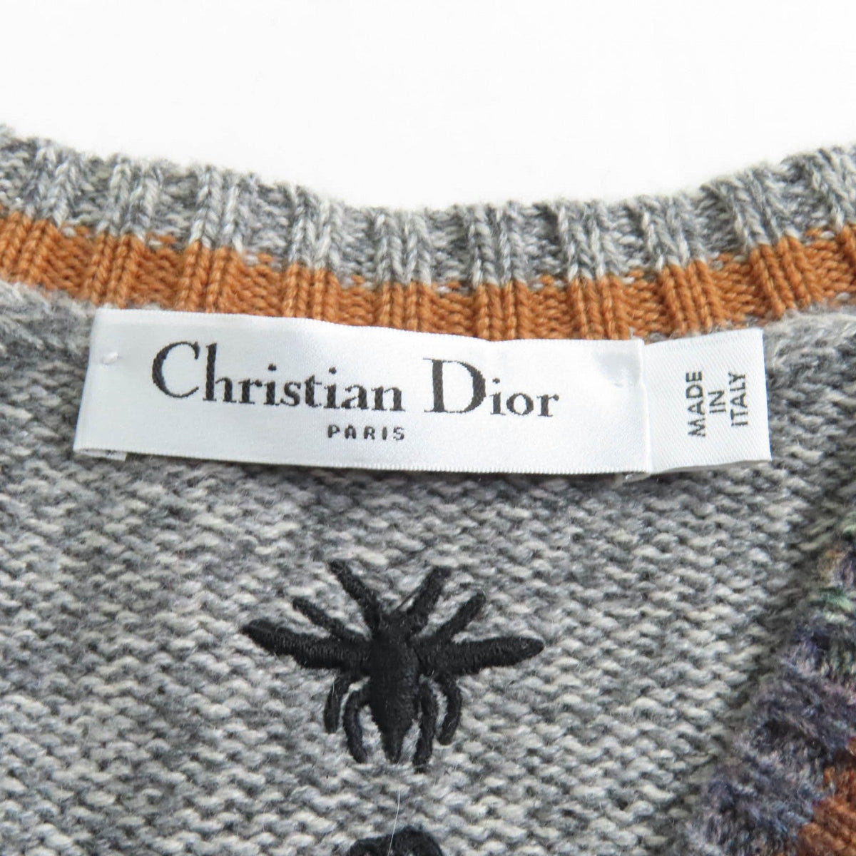 クリスチャン ディオール ビー 刺繍 アーガイル カシミア ニット