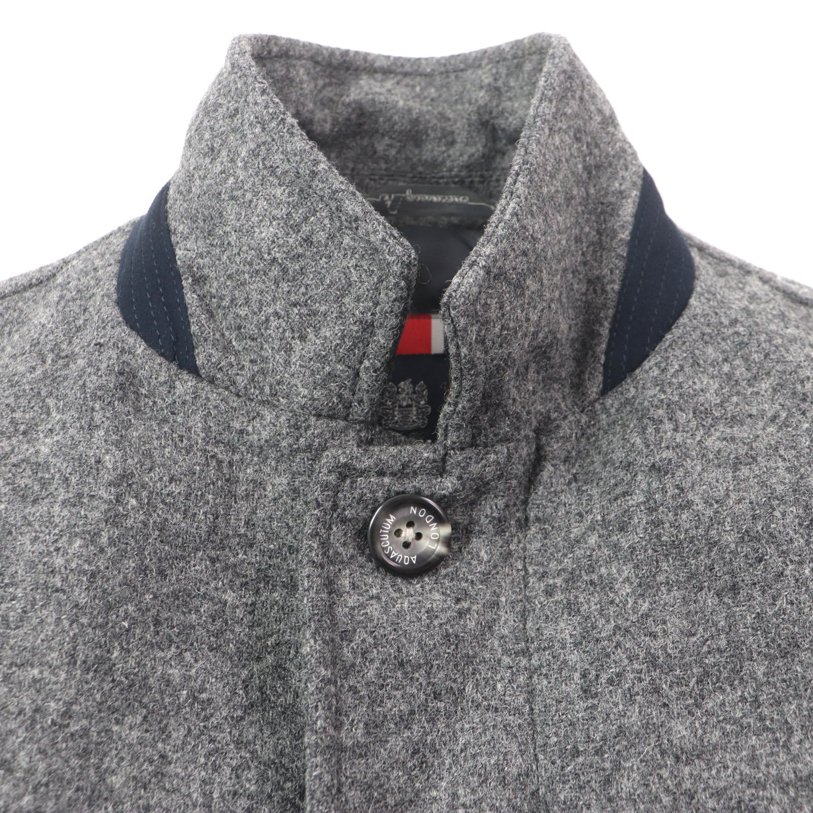 Aquascutum ウール 人工 レザー ダウン ジャケット