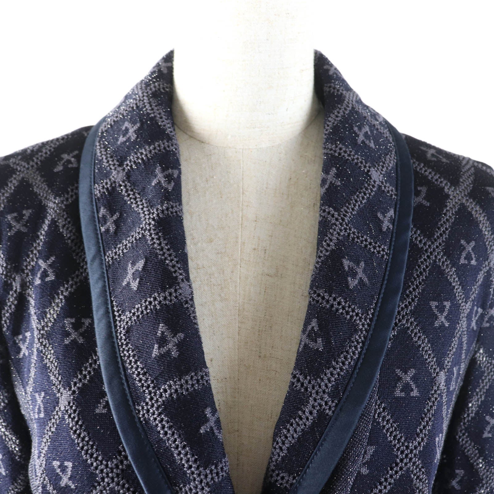 LEONARD FASHION ロゴ シルク レーヨン ニット ジャケット