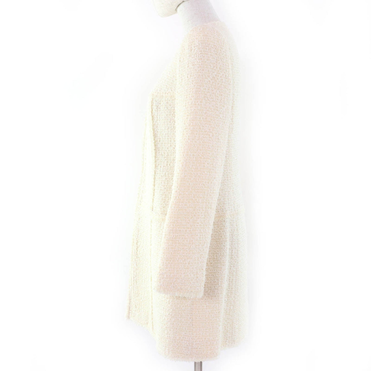 Rene ノーカラー ツイード TISSUE ファブリック ウール コート
