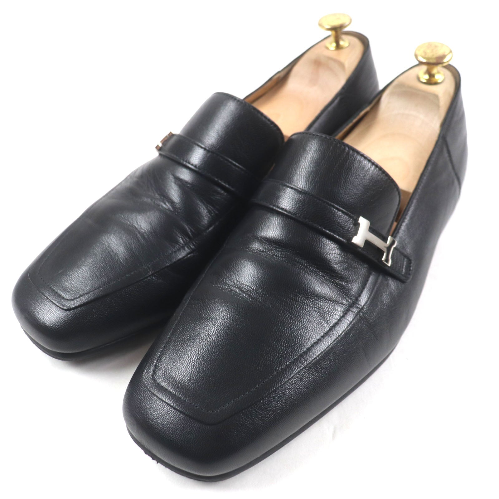 エルメス H ロゴ 2way レザー ローファー