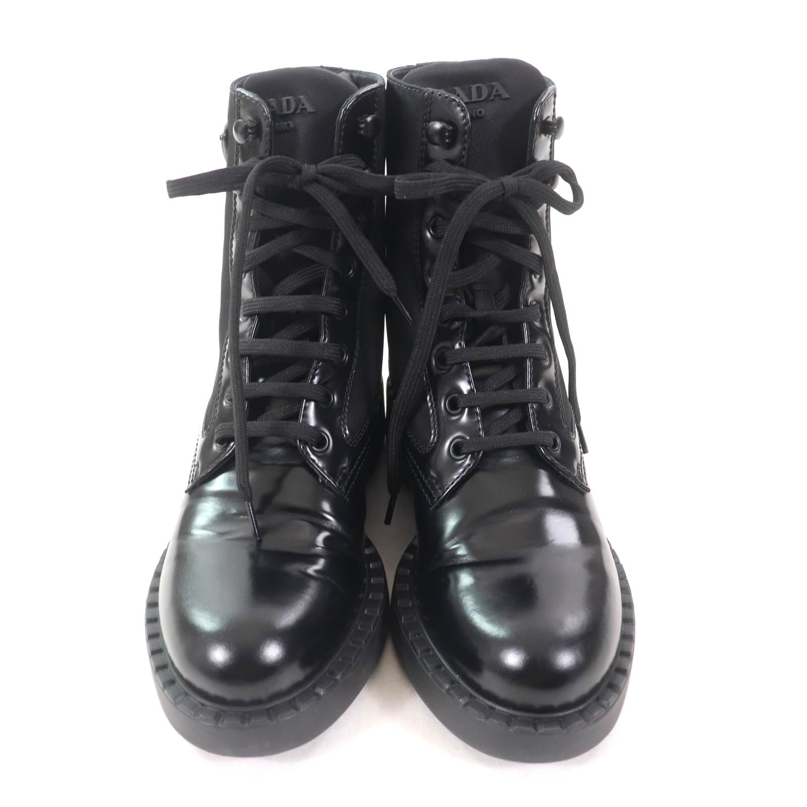 プラダ Re-Nylon ロゴ レザーブーツ