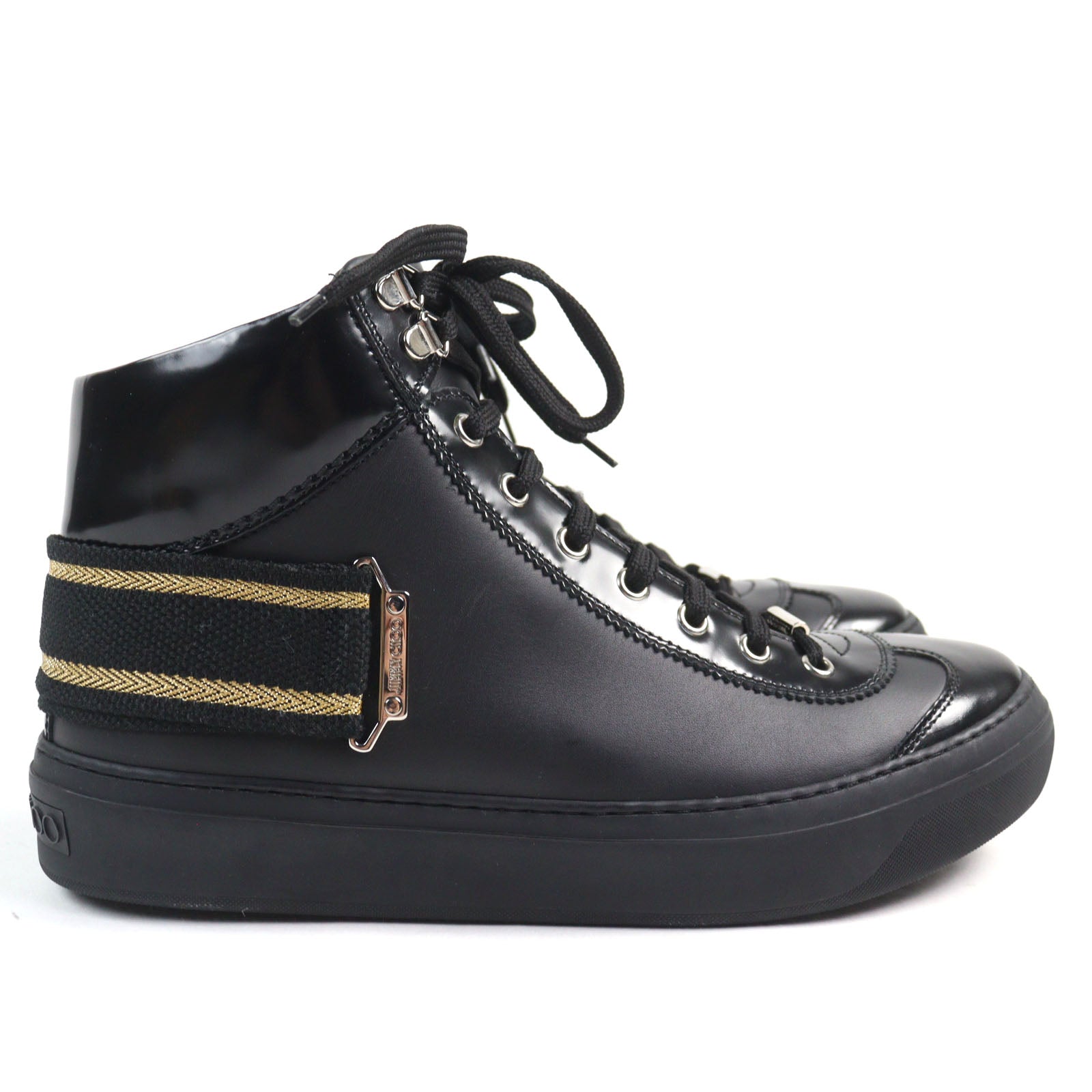 Jimmy Choo アーガイルストラップレザースニーカー