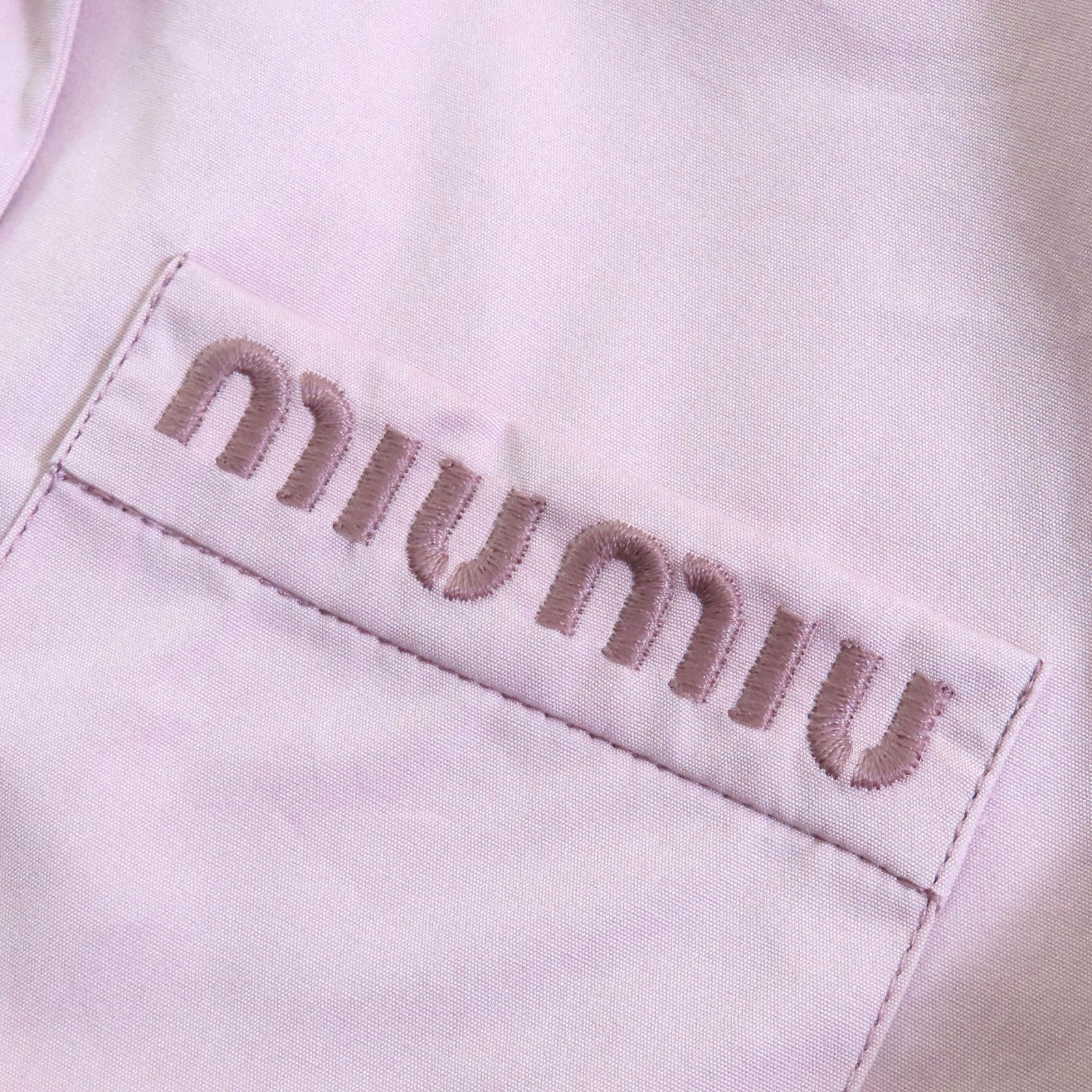 ミュウミュウ ロゴ 刺繍 コットン シャツ