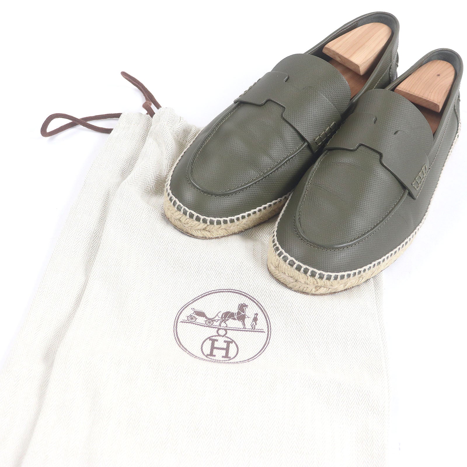 エルメス モカシン トリップH レザー エスパドリーユ