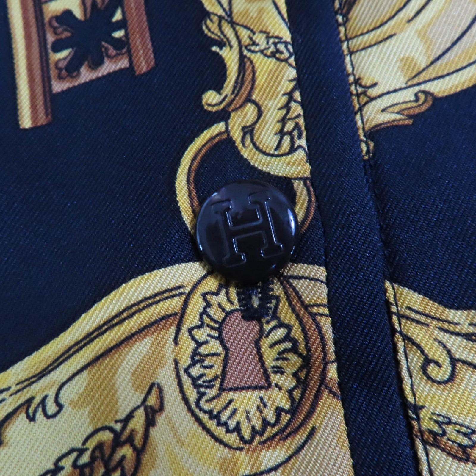 エルメス LES CLES THE KEYS シルク ポロ シャツ