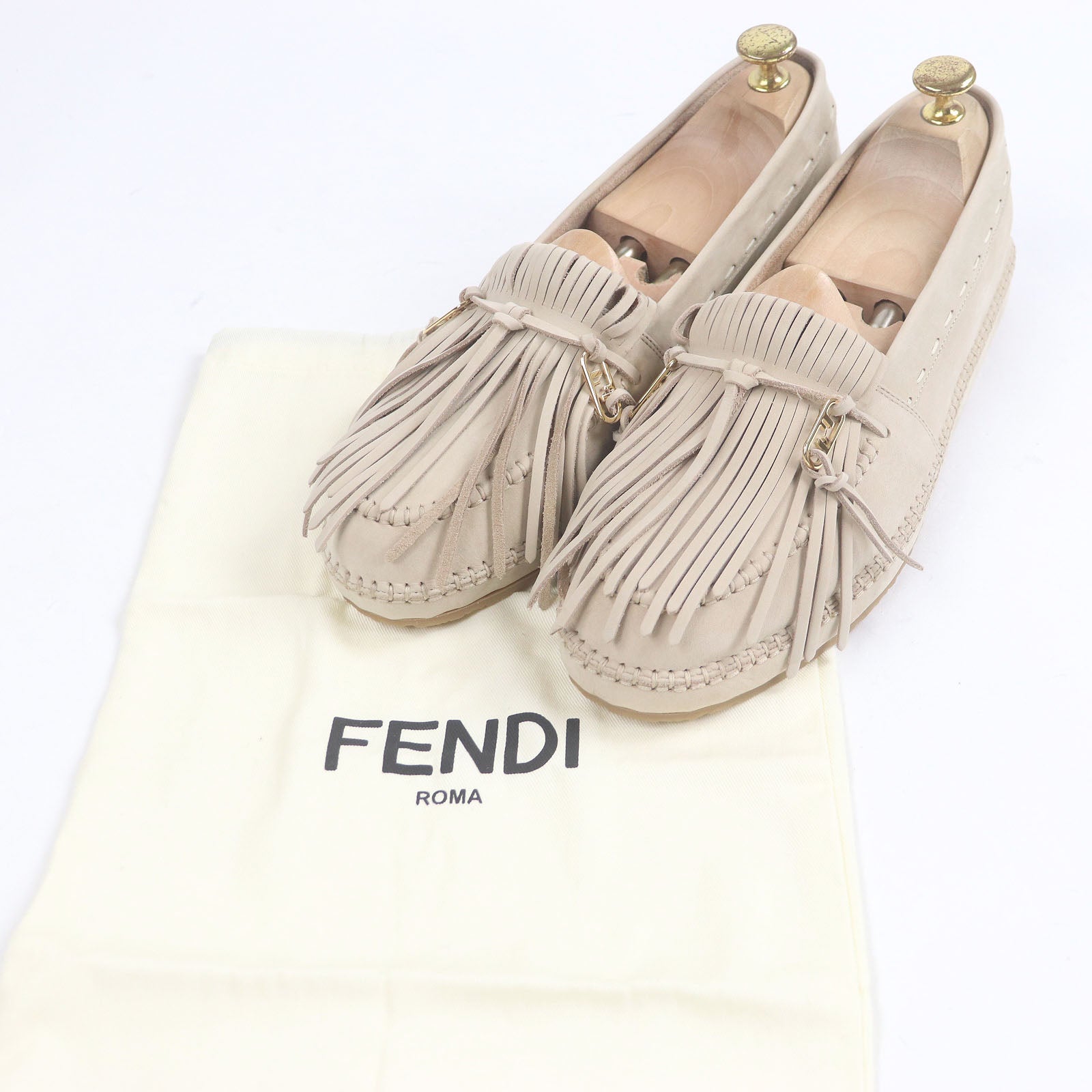 フェンディ Olock FF ロゴ ヌバック レザー ローファー