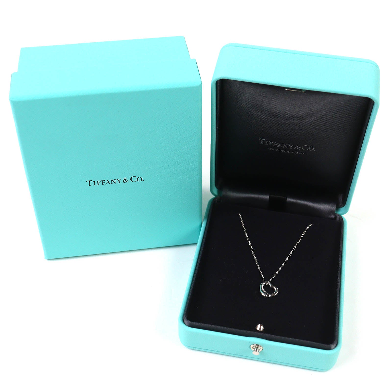 ティファニー オープンハートペンダント PT950 ダイヤモンドネックレス