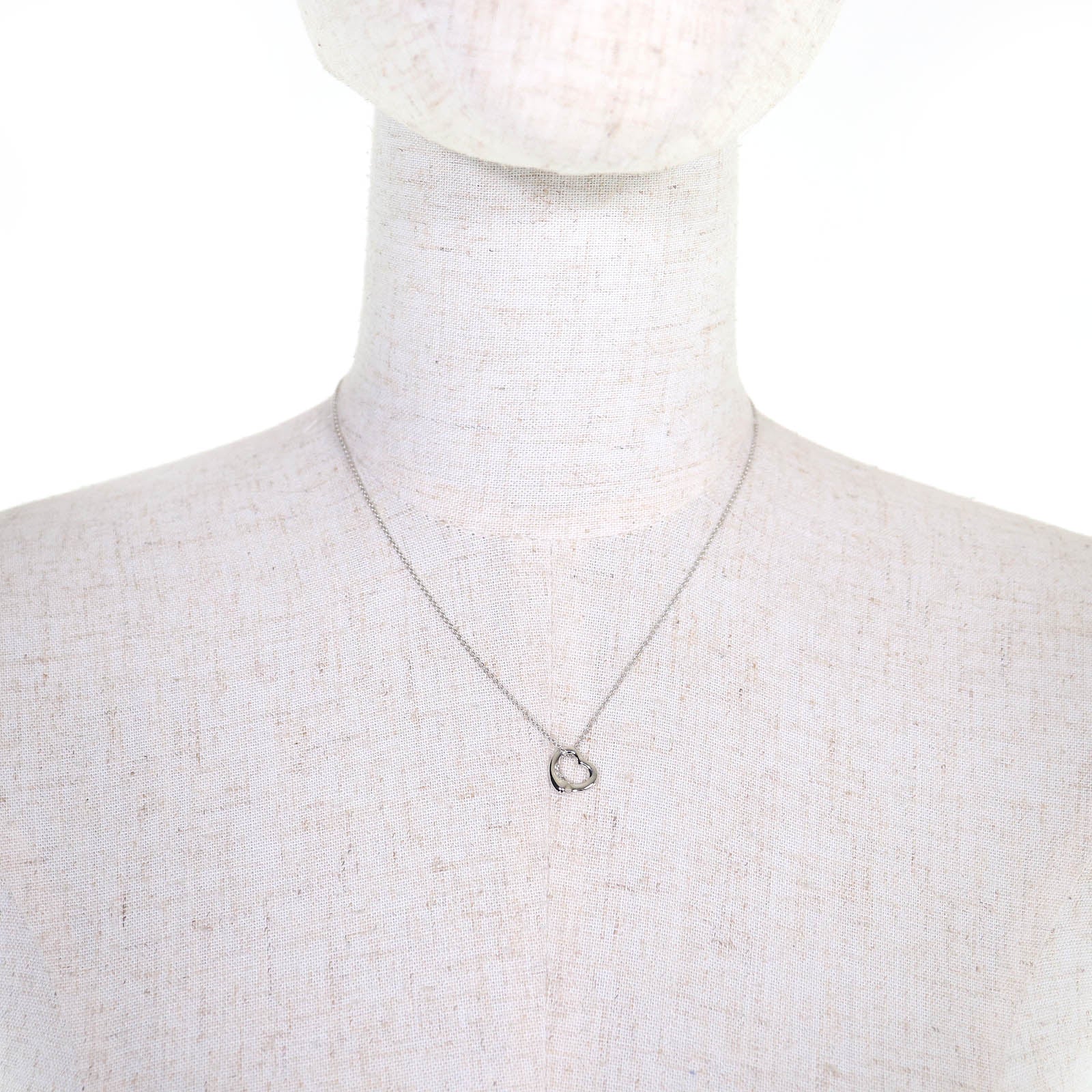 ティファニー オープンハートペンダント PT950 ダイヤモンドネックレス