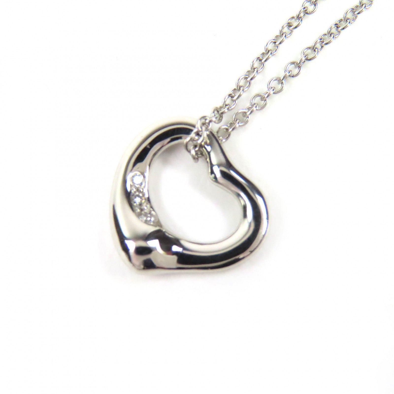 ティファニー オープンハートペンダント PT950 ダイヤモンドネックレス