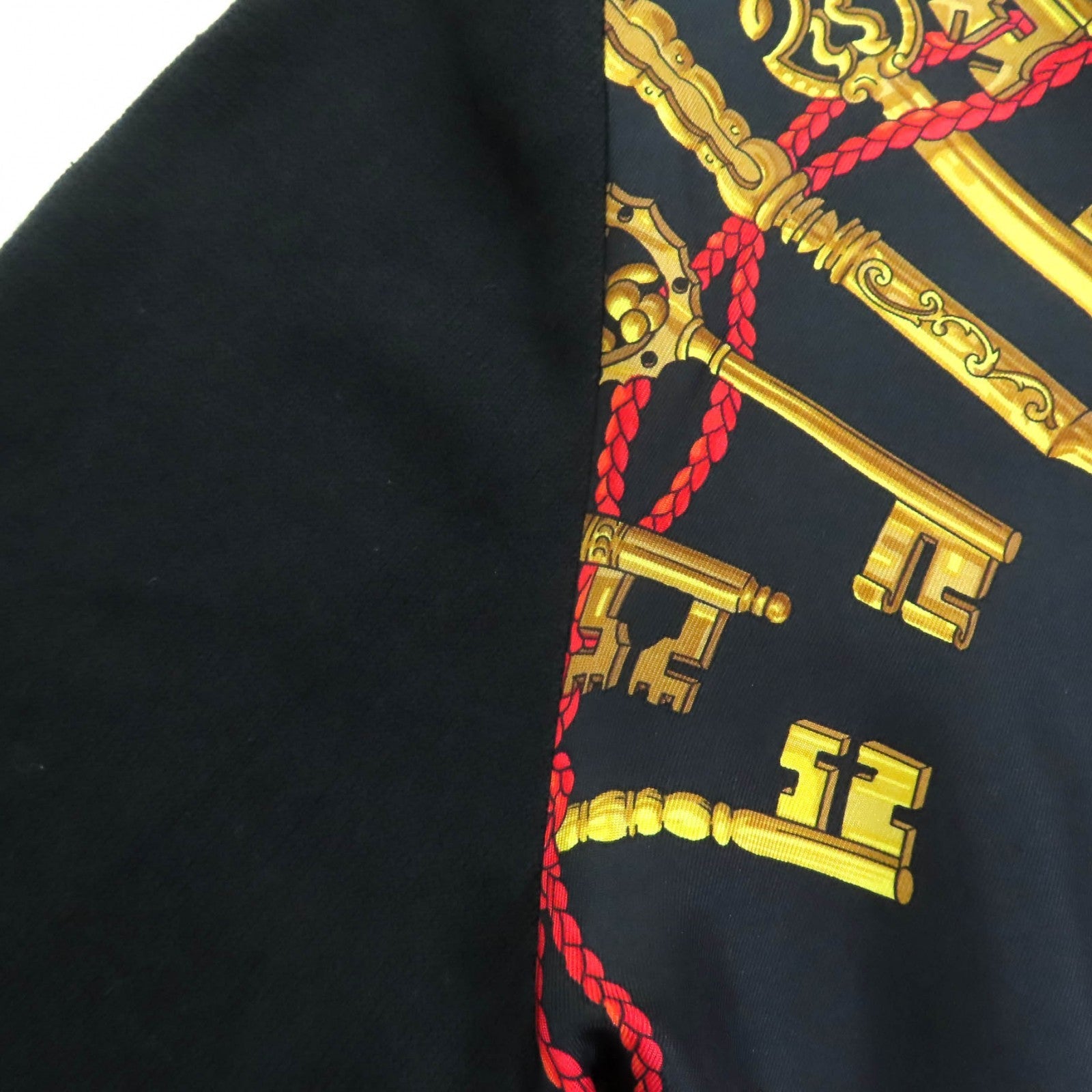 エルメス LES CLES THE KEYS シルク長袖ポロシャツ S