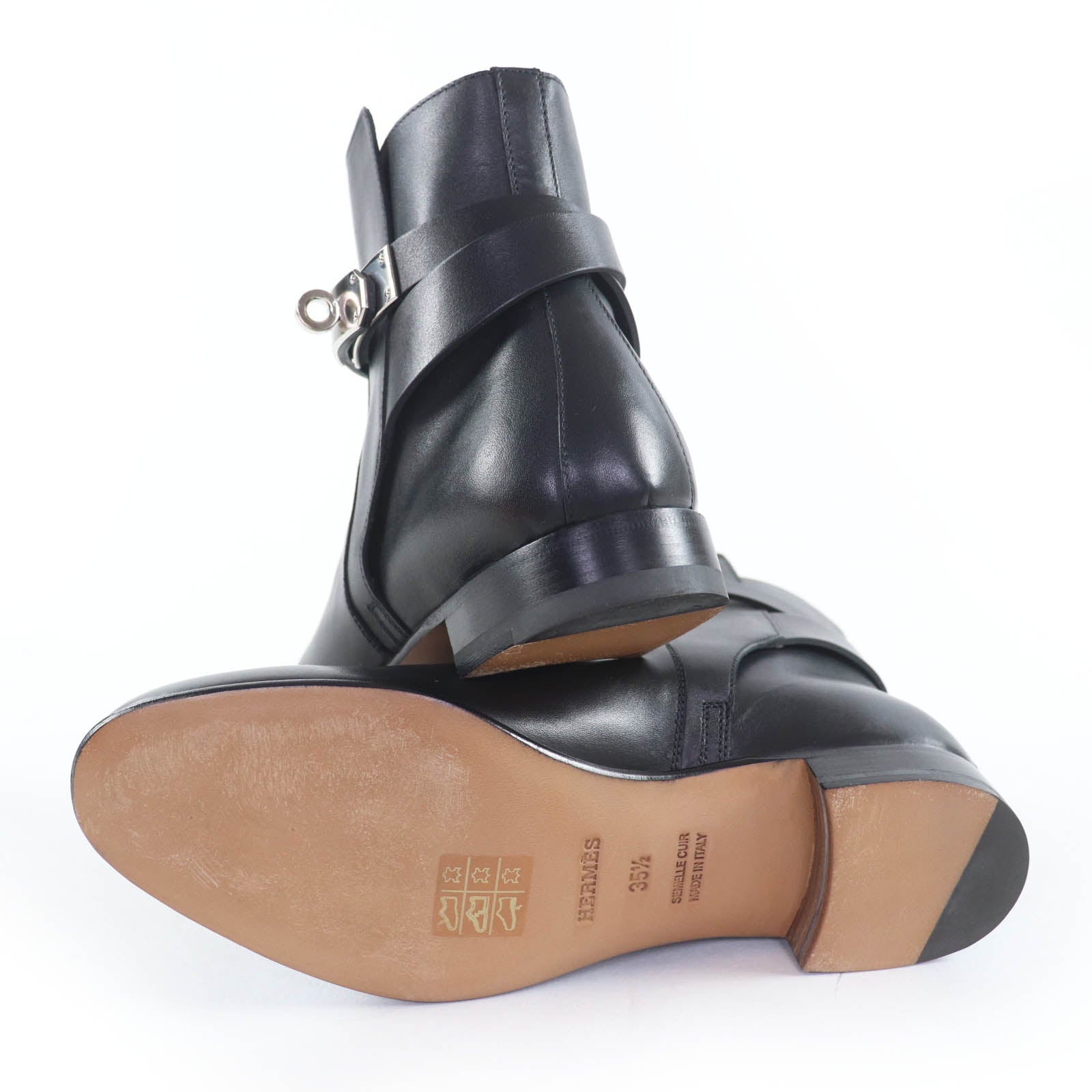 エルメス Neo Kelly Buckle レザーショートブーツ35.5
