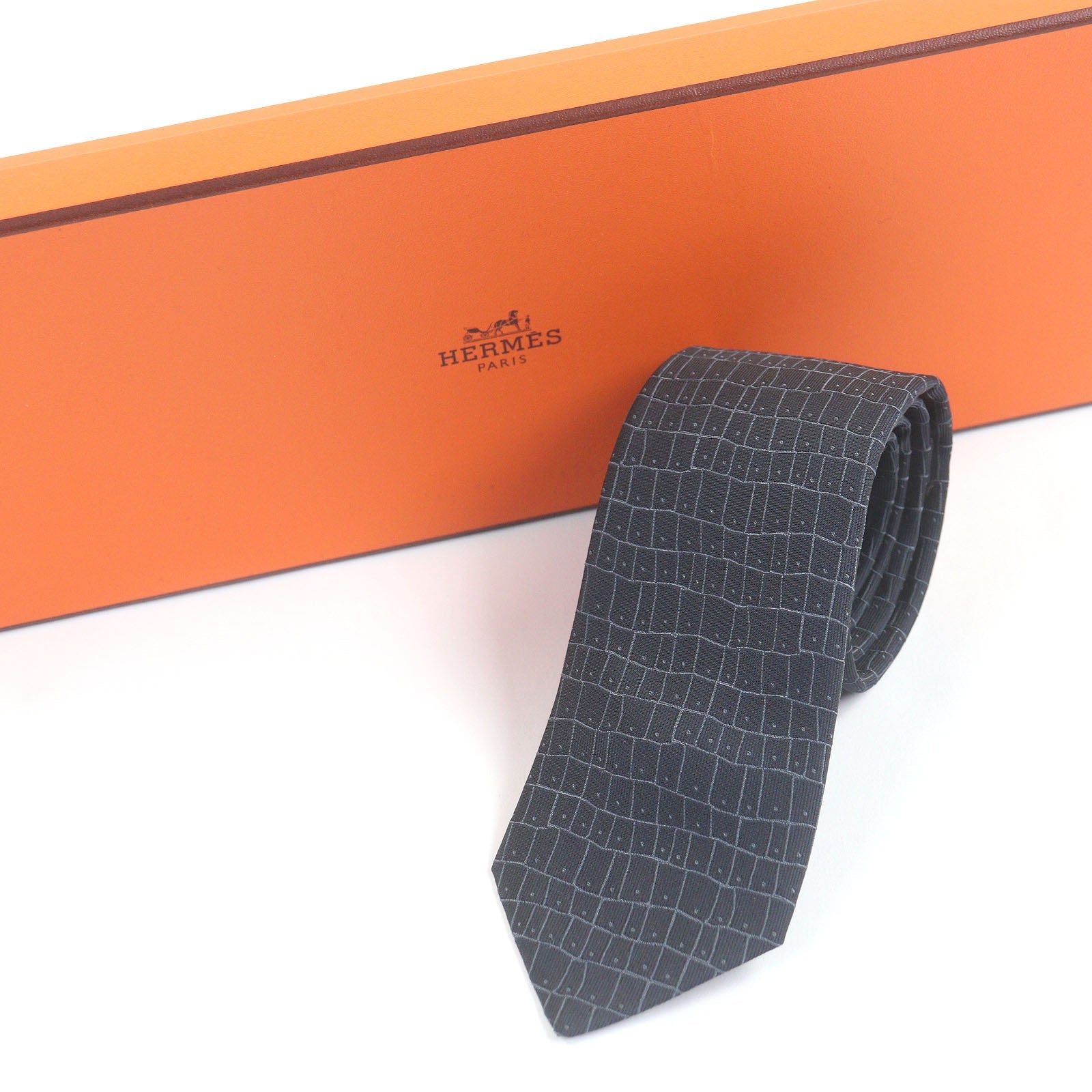 エルメス SOIE LOURDE7CM シルクネクタイ
