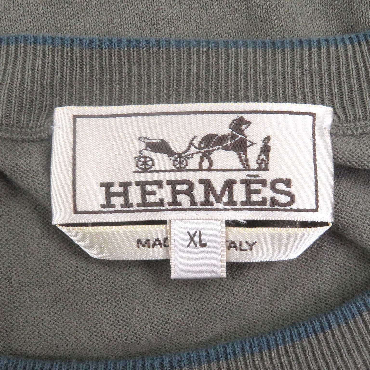 エルメス 半袖ニットドッキングデザイン コットン Tシャツ XL