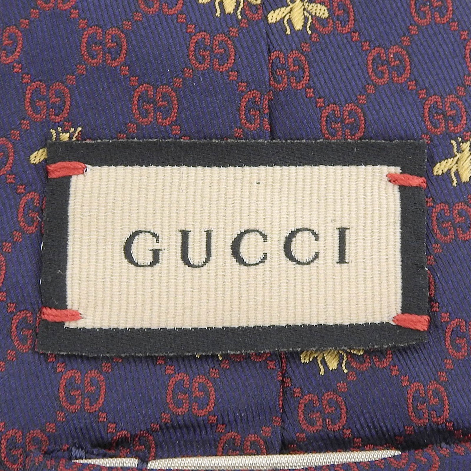 グッチ GGロゴ ビー刺繍 シルクネクタイ