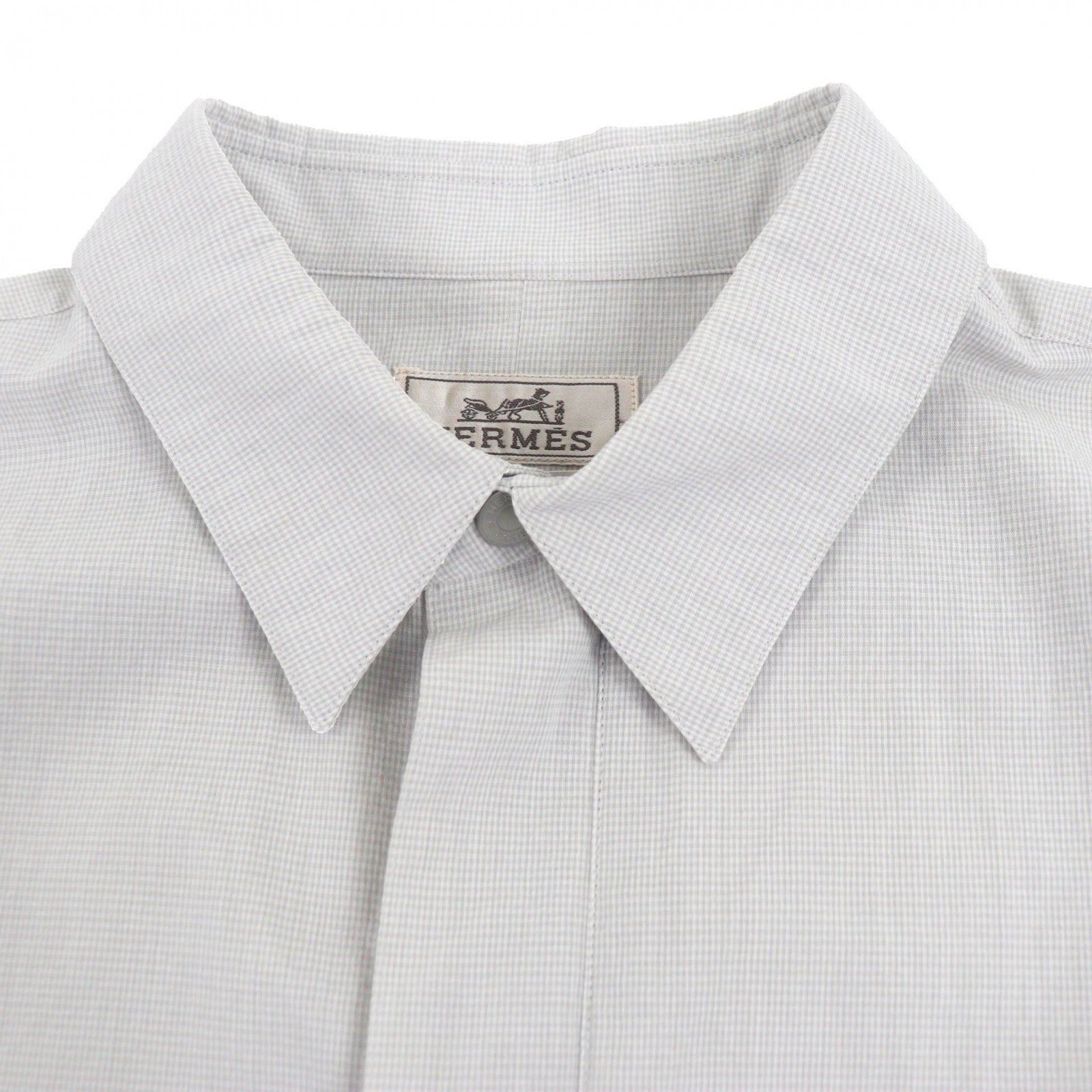 エルメス Mini Vichy コットン長袖シャツ48