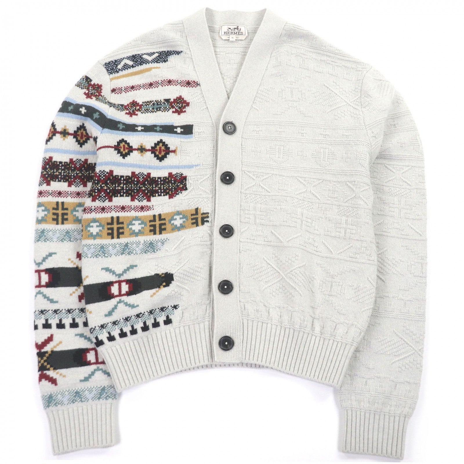 エルメス Chimayo Ortega Pattern ウール カーディガン M
