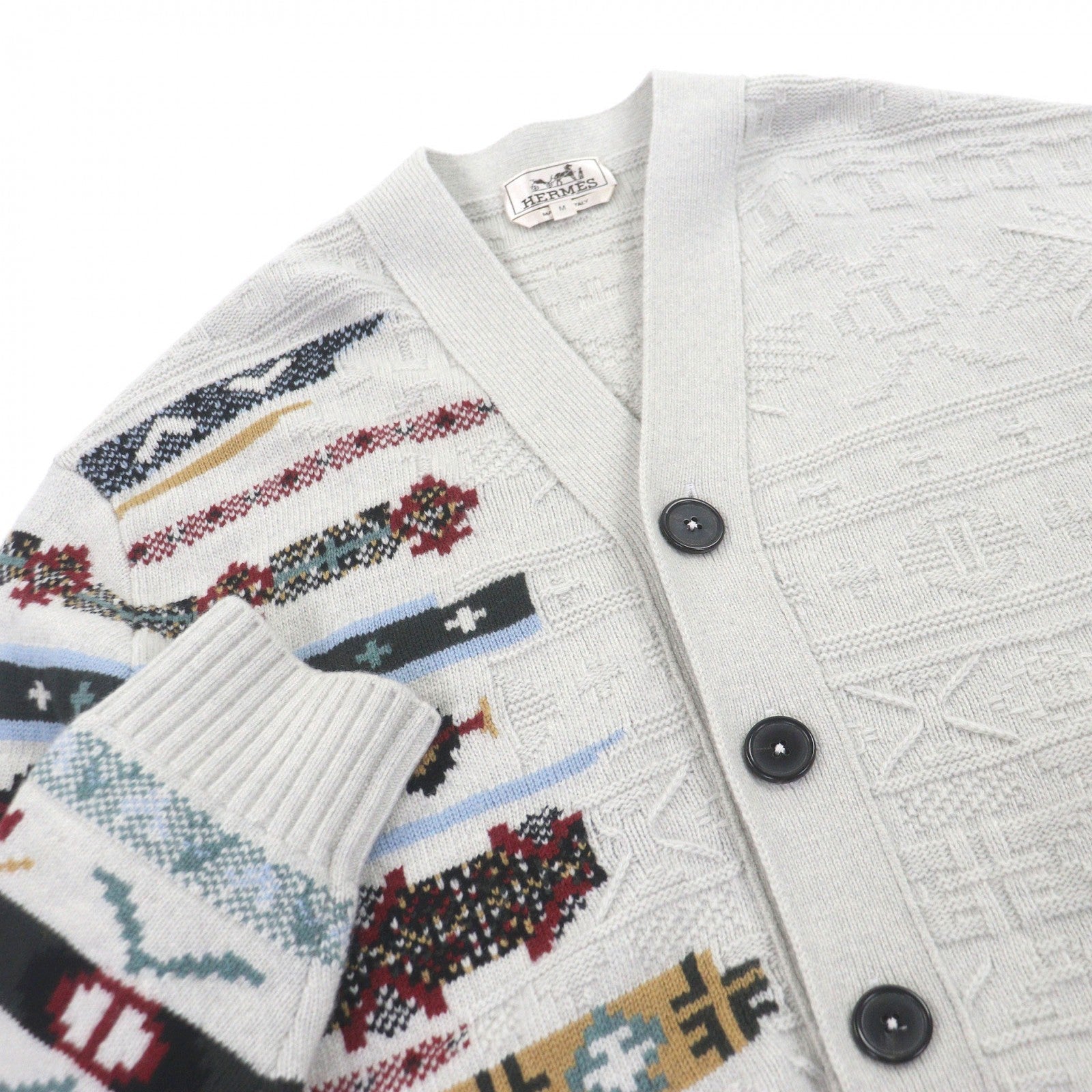 エルメス Chimayo Ortega Pattern ウール カーディガン M