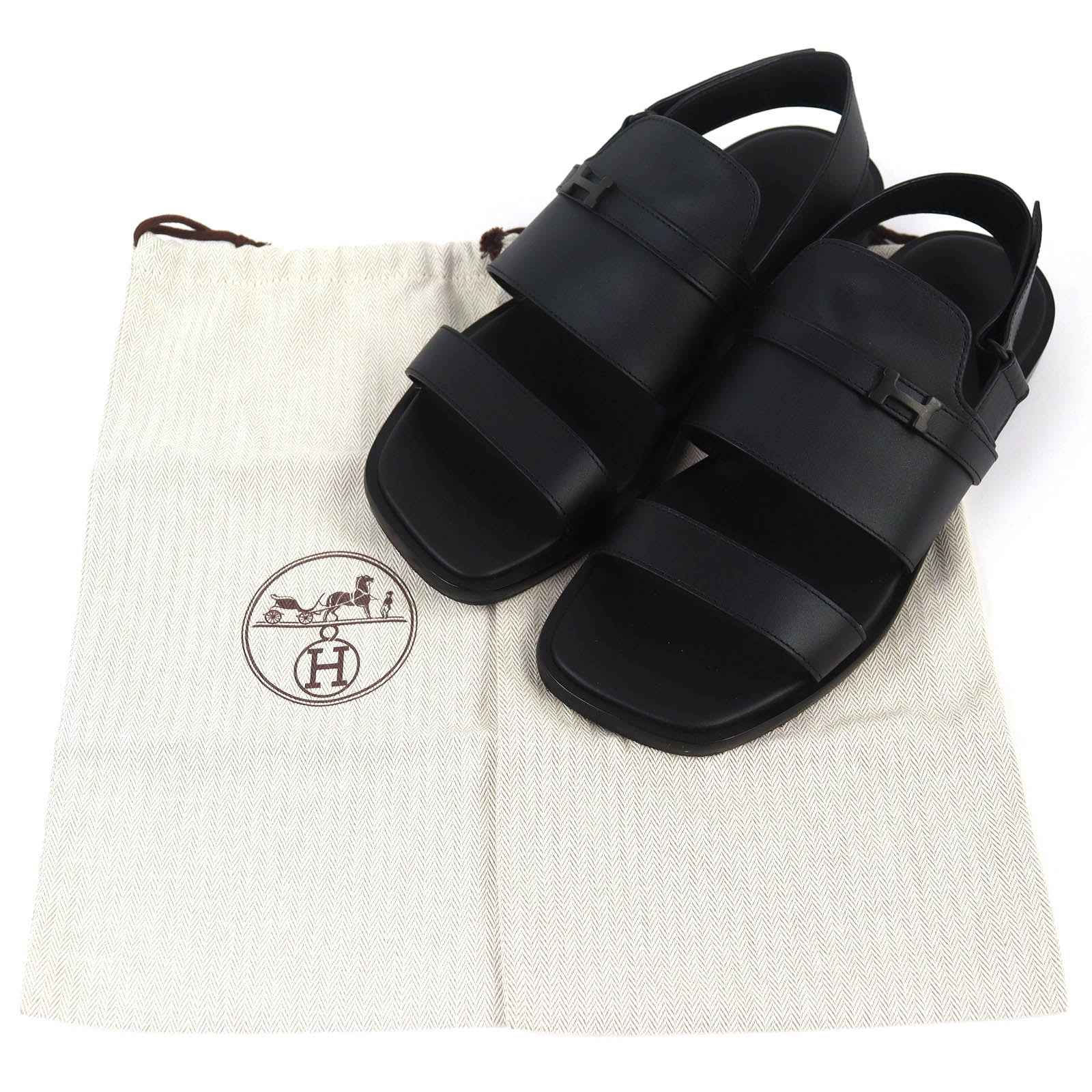 エルメス ジャコモHロゴ レザーサンダル