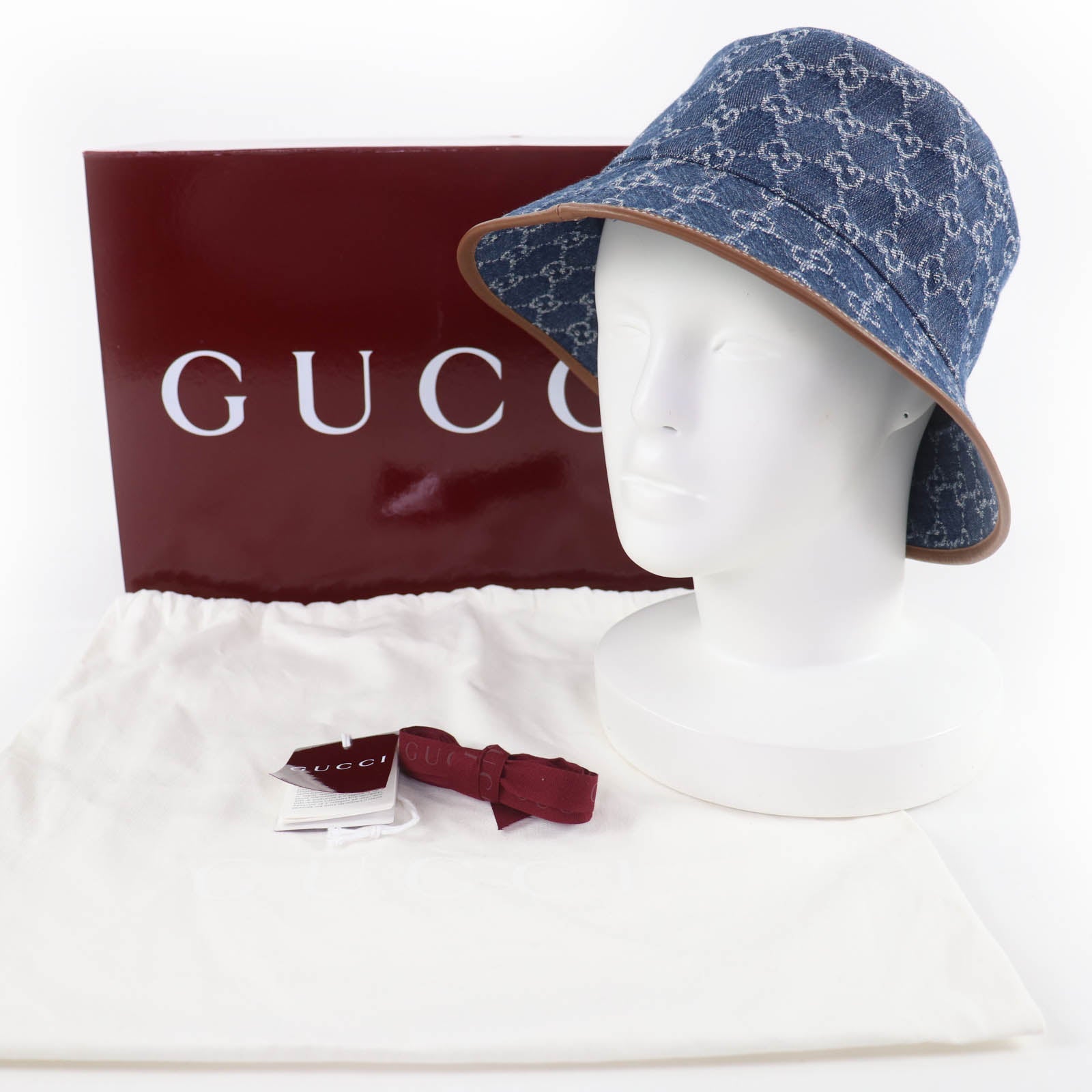 グッチ GGジャカード ラムレザー デニム バケットハット