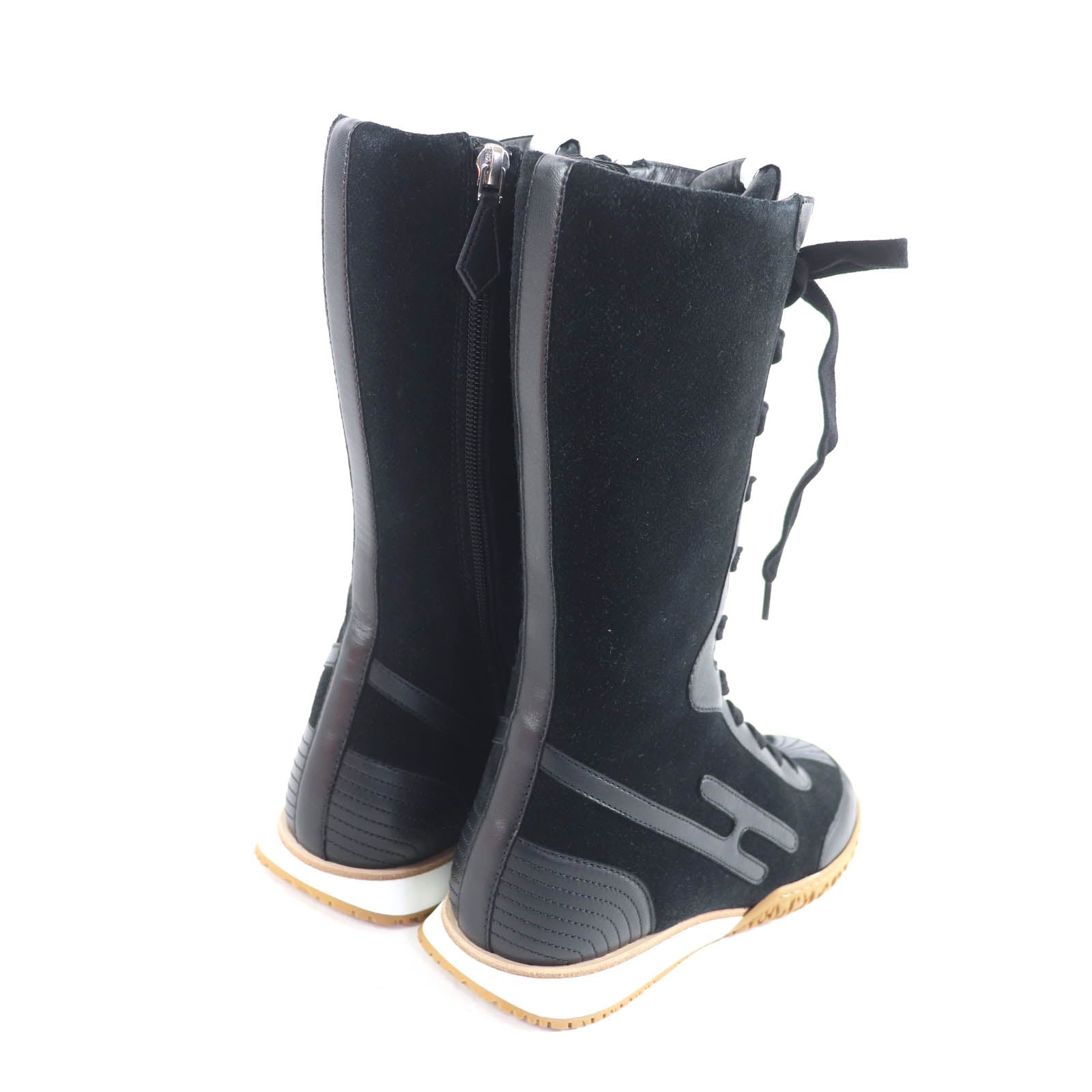 エルメス ハイカットスニーカー ヴォーヴェロア ナッパレザー スニーカー36