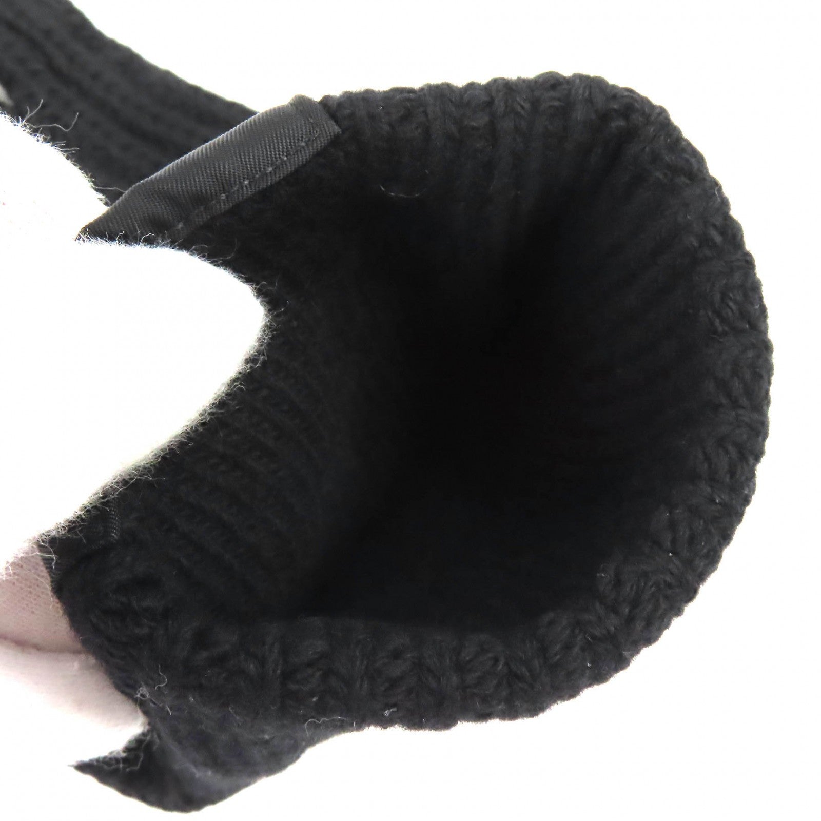 プラダ Triangle Rib Knit レザーグローブ