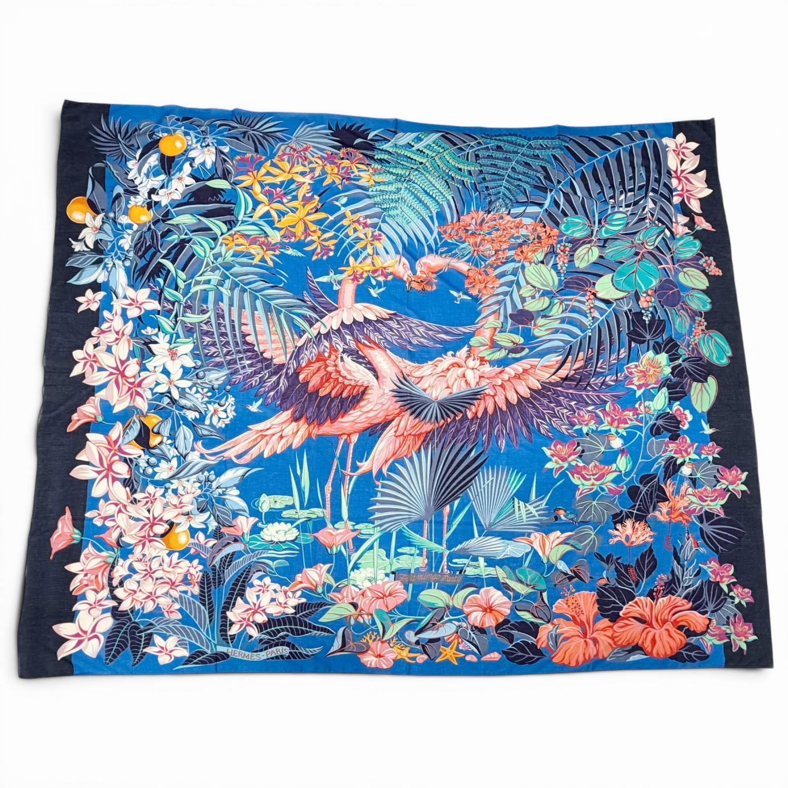 エルメス FLAMINGO PARTY コットン スカーフストール