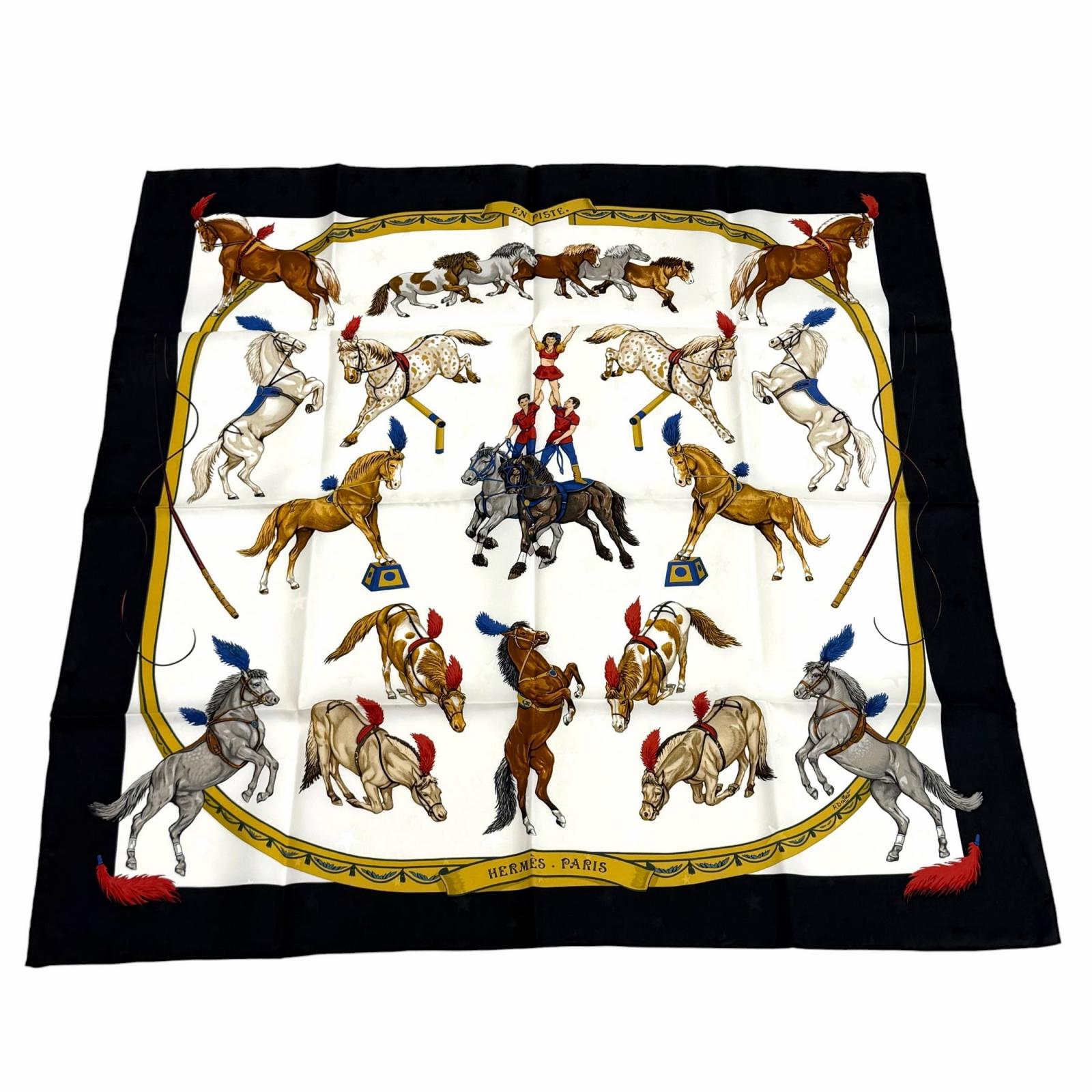 エルメス En Piste シルクスカーフ