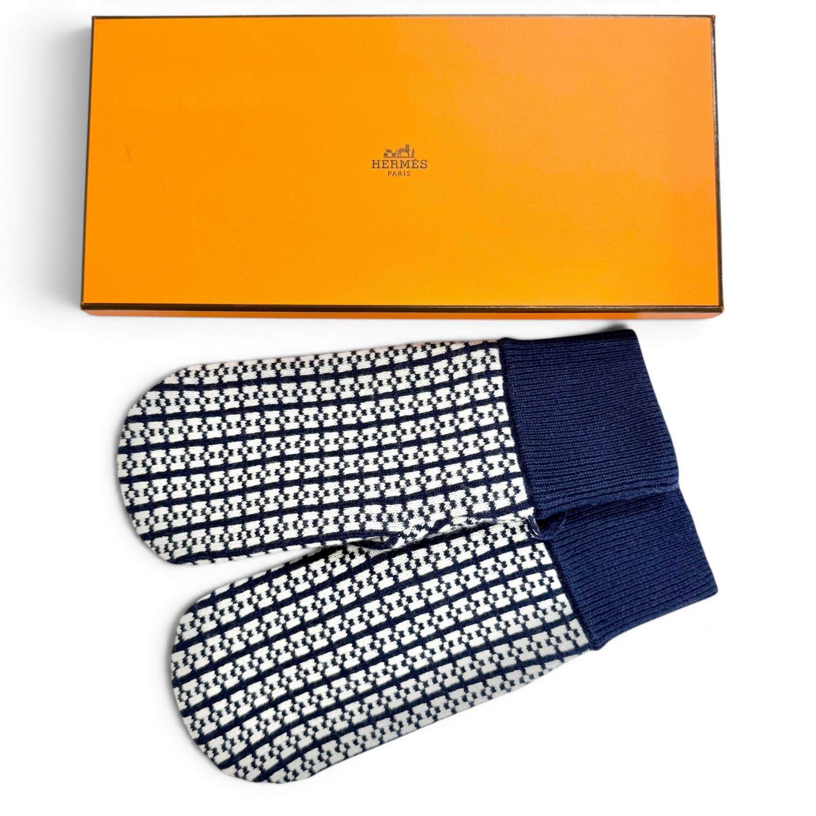 エルメス Hope Mitten ニットジャカード カシミヤグローブ