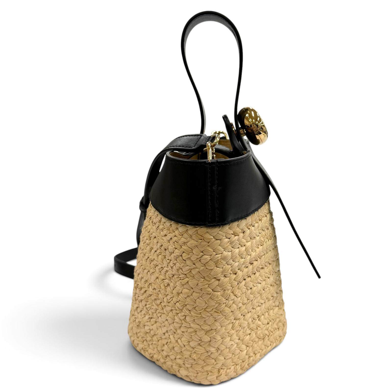 ロエベ Pebble Bucket Bag ラフィア ハンドバッグ