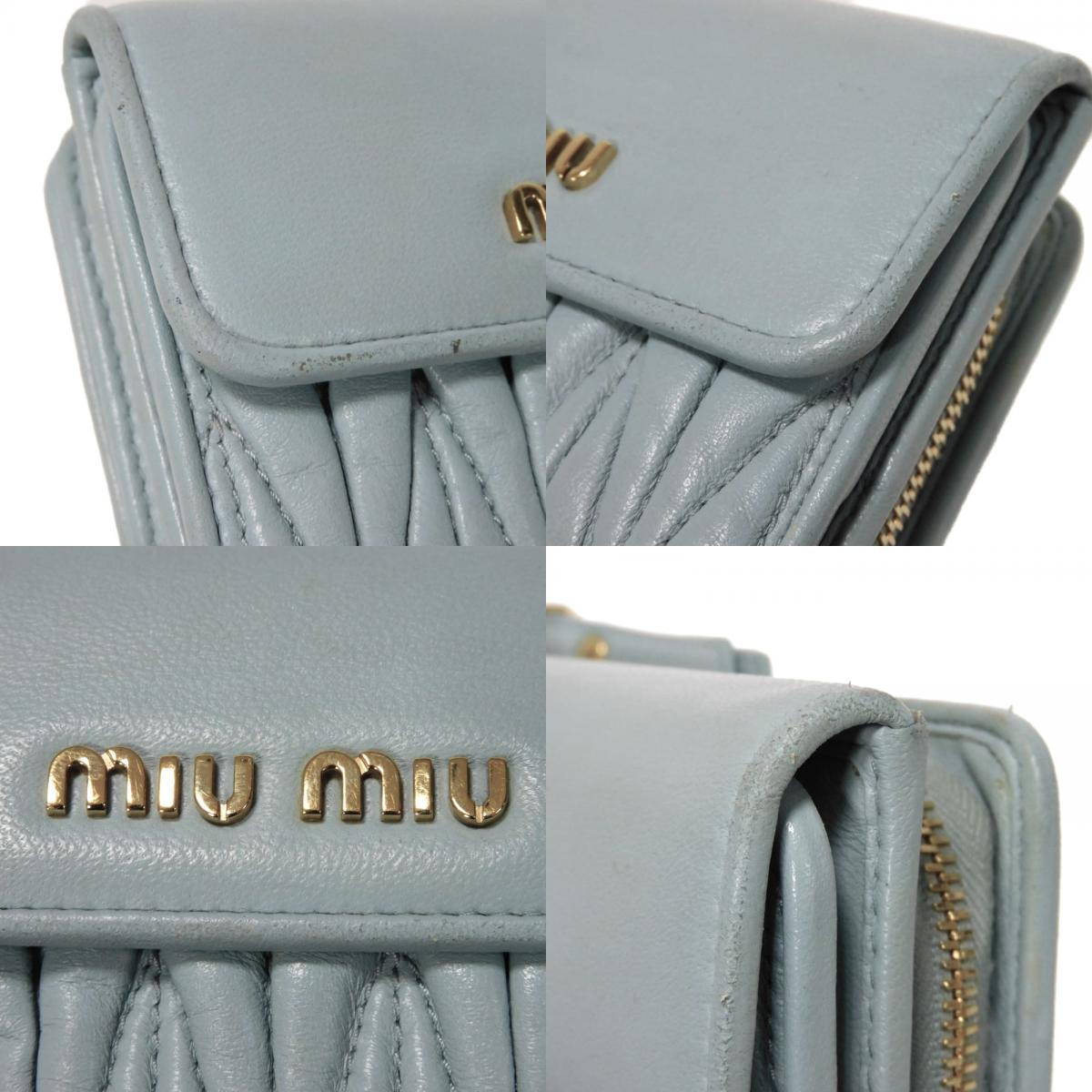 ミュウミュウ マテラッセ ナッパレザー コンパクトジップウォレット 二つ折り財布