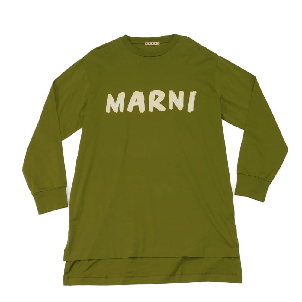 マルニ ロゴ クルーネック コットン長袖Tシャツ