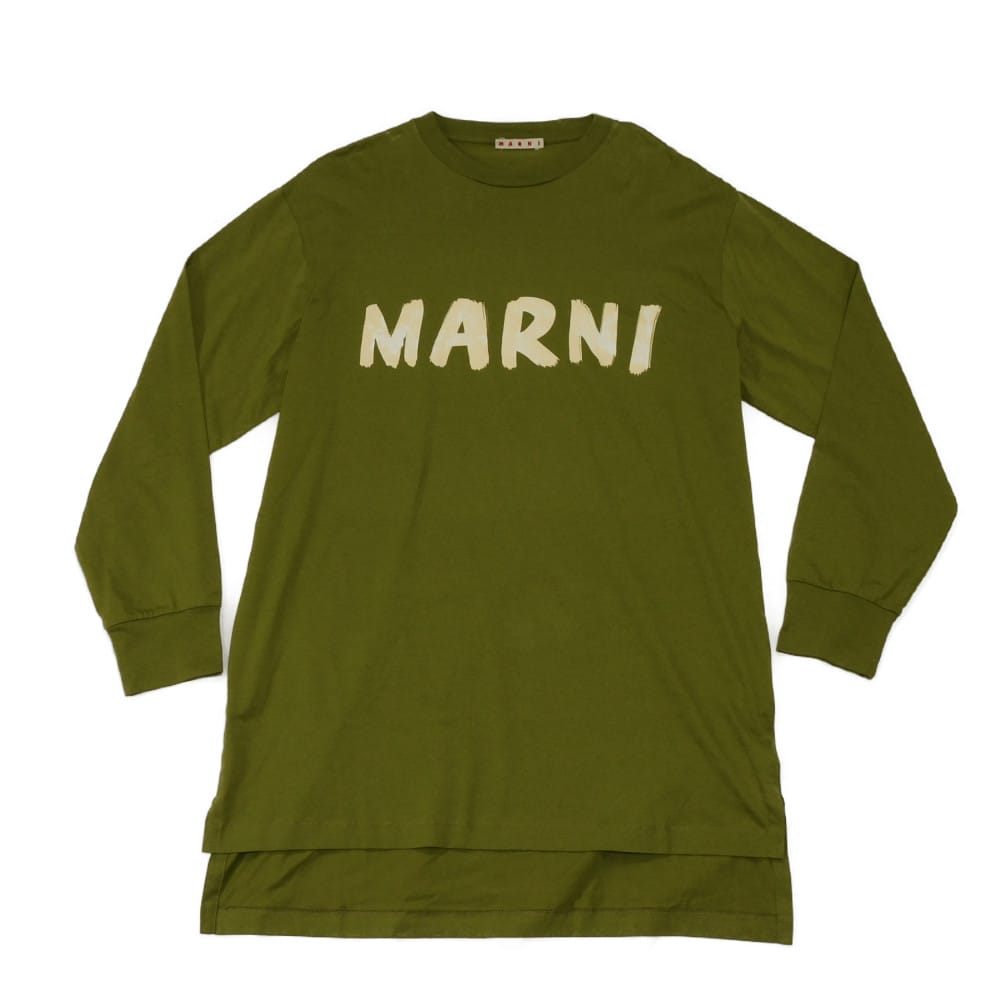 マルニ ロゴ クルーネック コットン長袖Tシャツ