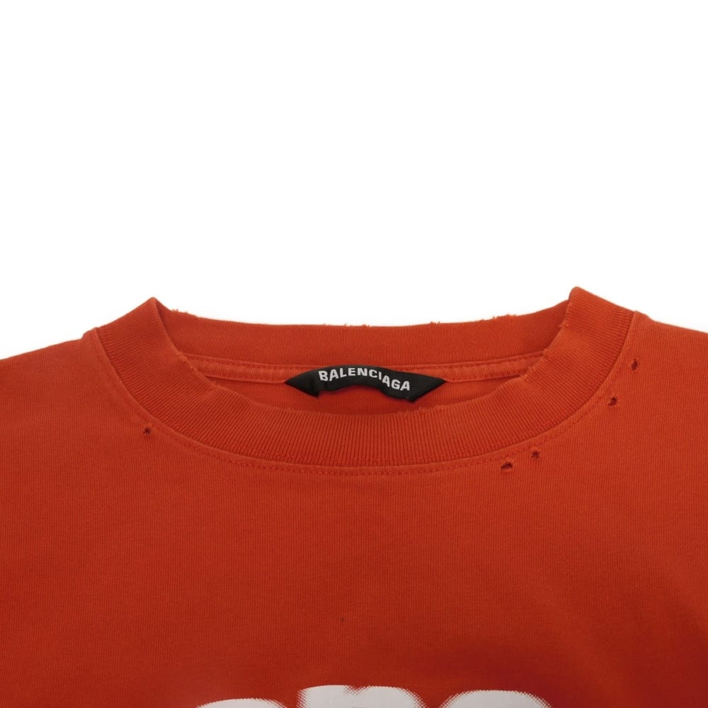 バレンシアガ ロゴ クルーネック コットン長袖Tシャツ